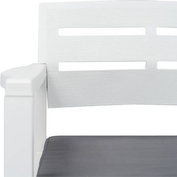 vidaXL Gartenbank 2-Sitzer-Gartenbank mit Kissen Weiß 133 cm Kunststoff (1-St)