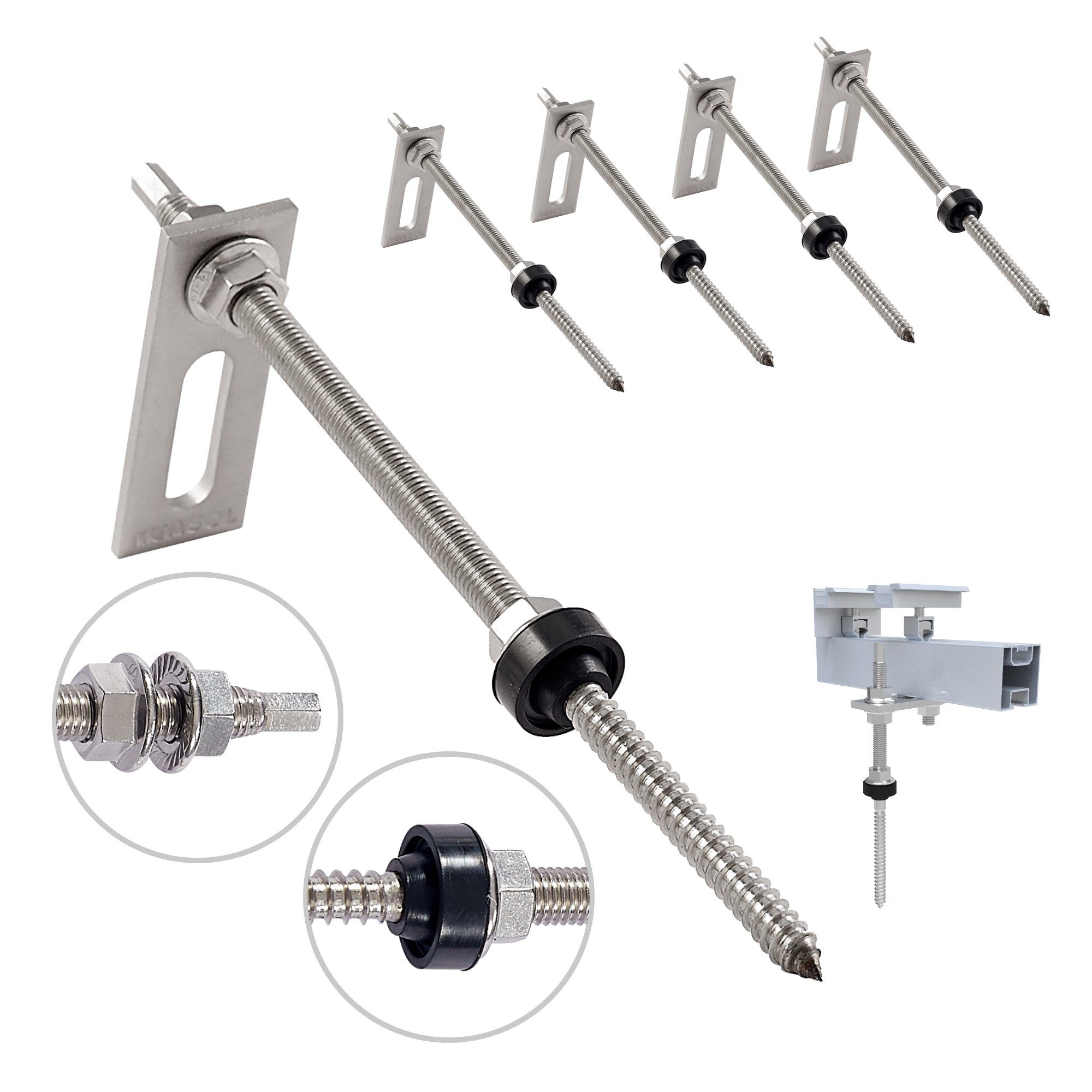 Stockschraube mit Adapterblech 4er Pack oder 10er Pack