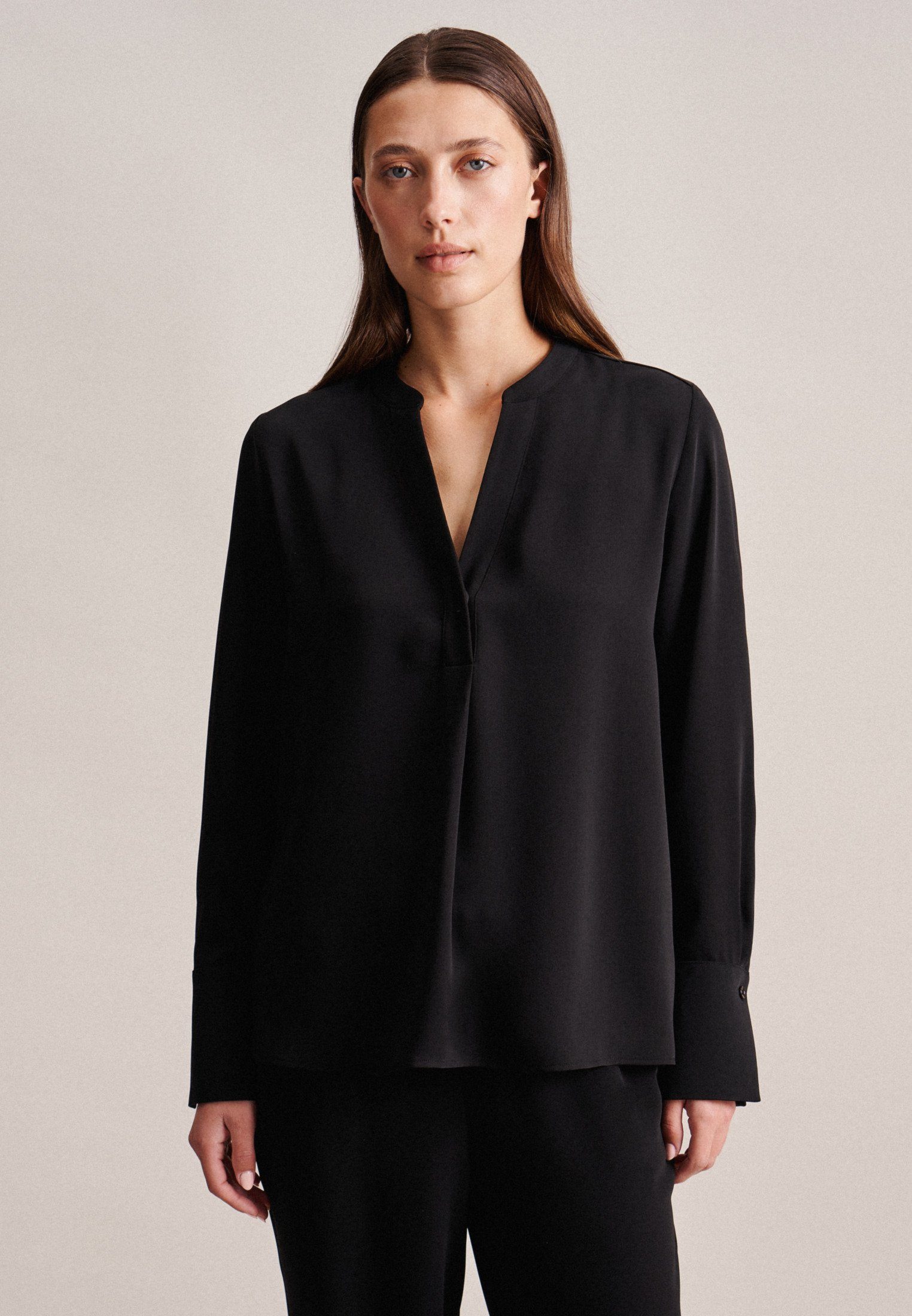 seidensticker Klassische Tunika 100% Schwarze Polyester Uni, Rose Bluse Material: