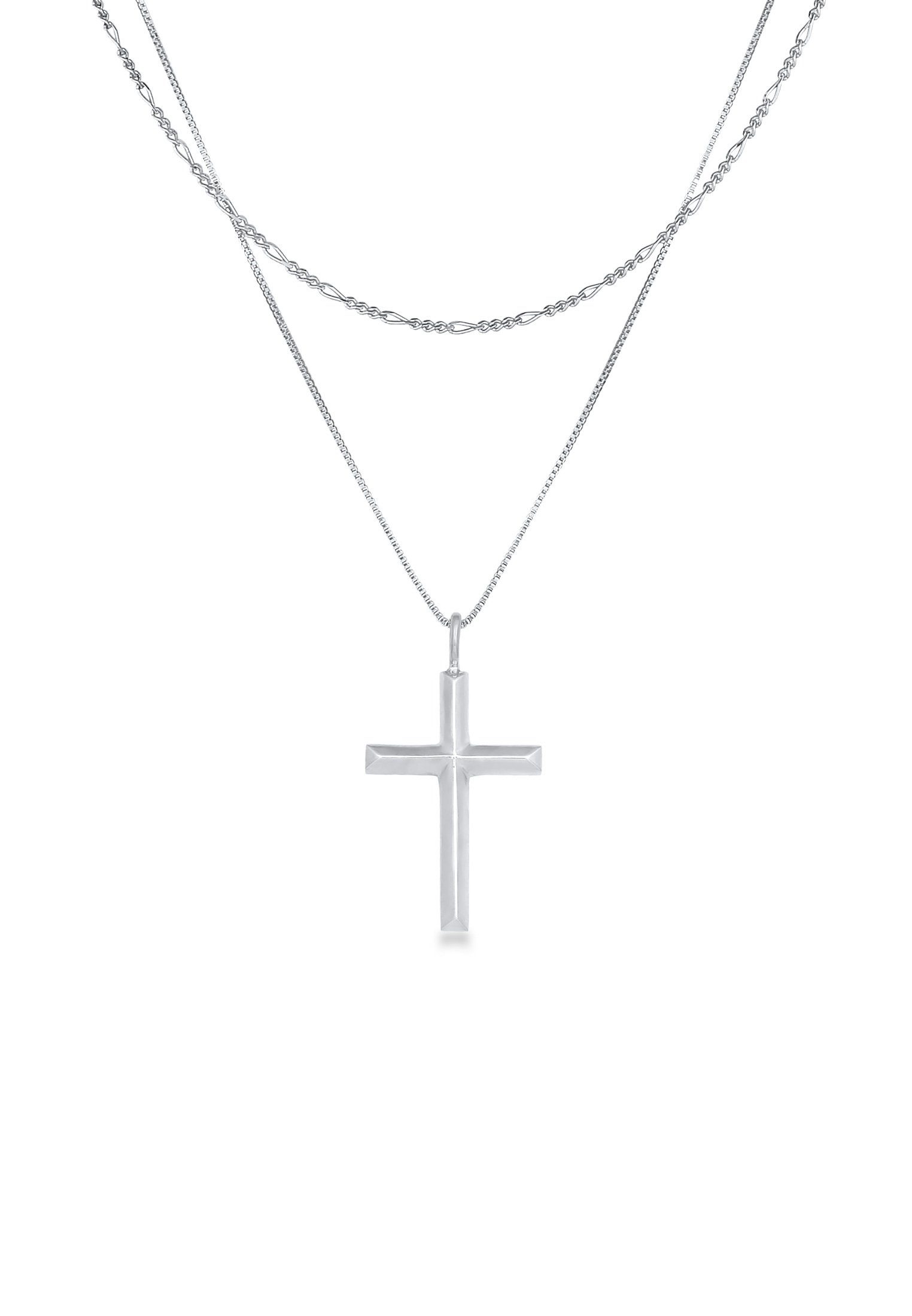 Kuzzoi 925 mit Silber, Kreuz Herren Kreuz Kette Layer Anhänger Religion