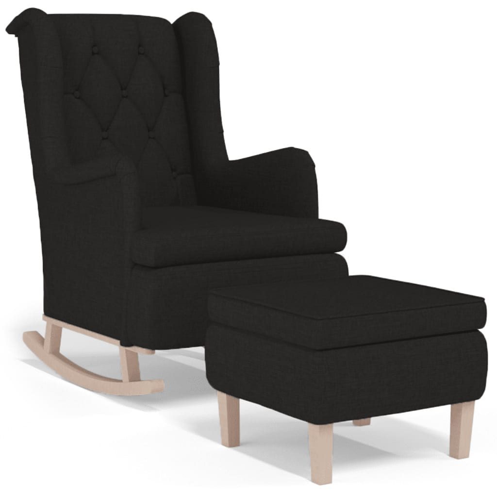 vidaXL Schaukelsessel, Schaukelsessel mit Hocker Schwarz Stoff