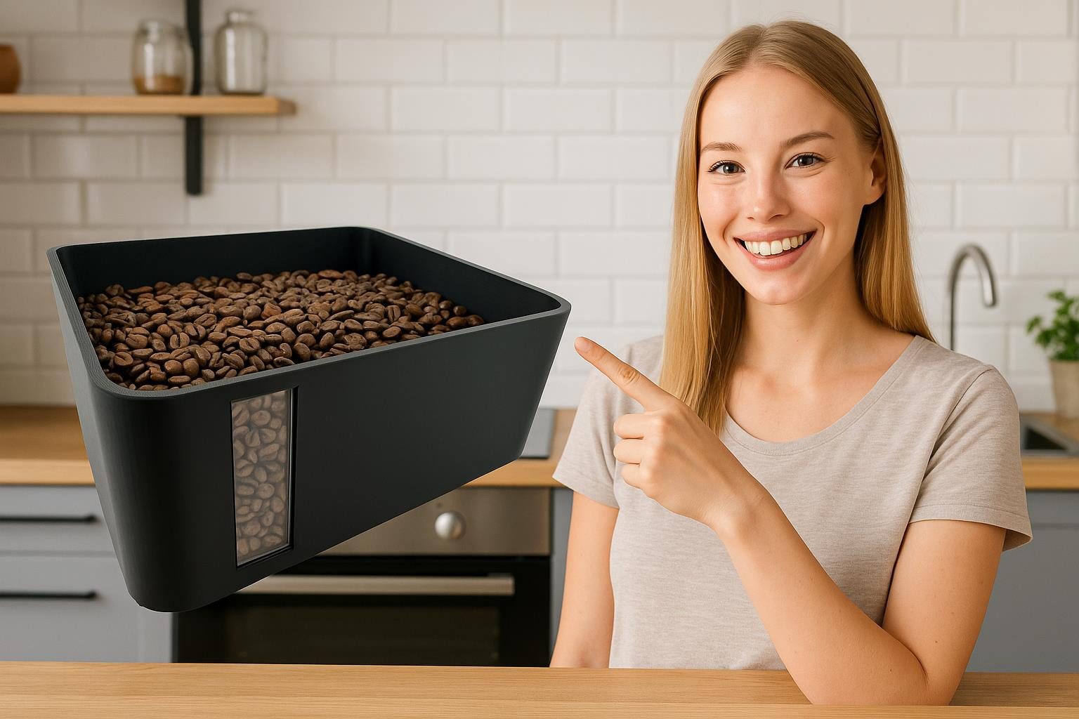 eXODA Kaffeedose Bohnenbehälter Erweiterung + 1000 g kompatibel zu Siemens EQ700, Kunststoff, (Behälter), Sichtglas