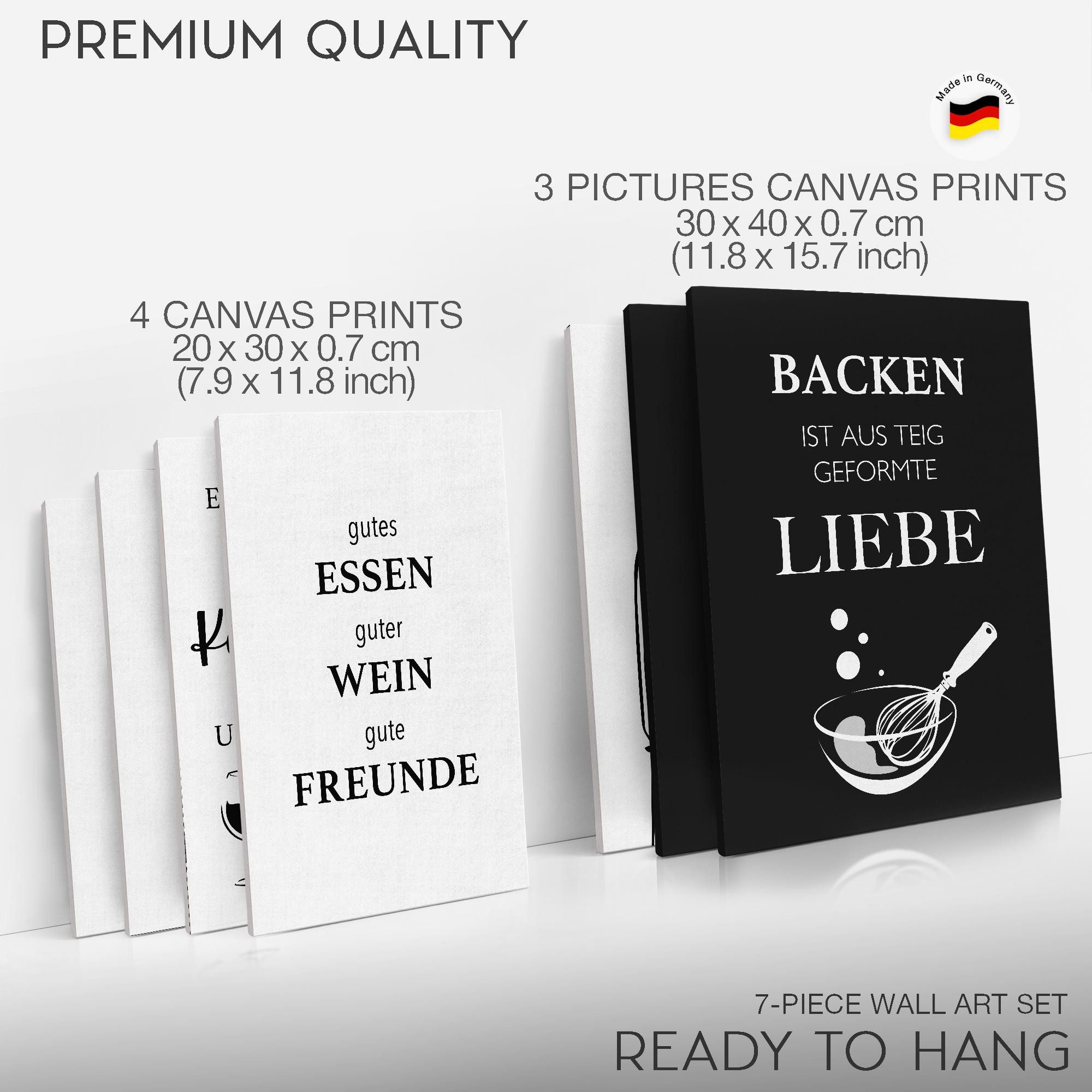 Novart Wandbild Küche Schwarz Weiss Esszimmer Küchenbilder Set, (7 St) – Bild 5 von 5