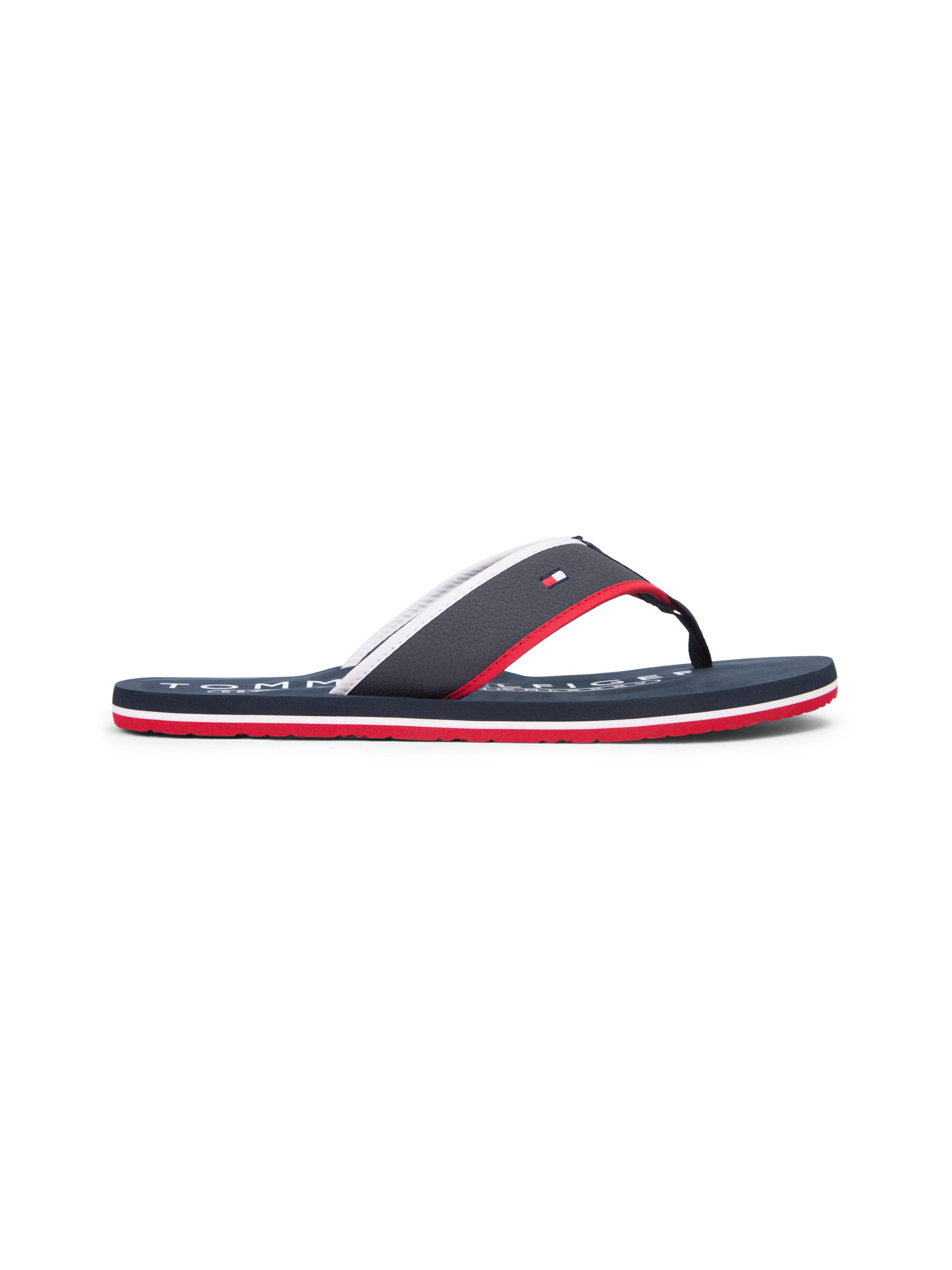 Tommy Hilfiger HILFIGER TUMBLE BEACH SANDAL Zehentrenner, Sommerschuh, Badeschuh mit dreifarbiger Laufsohle