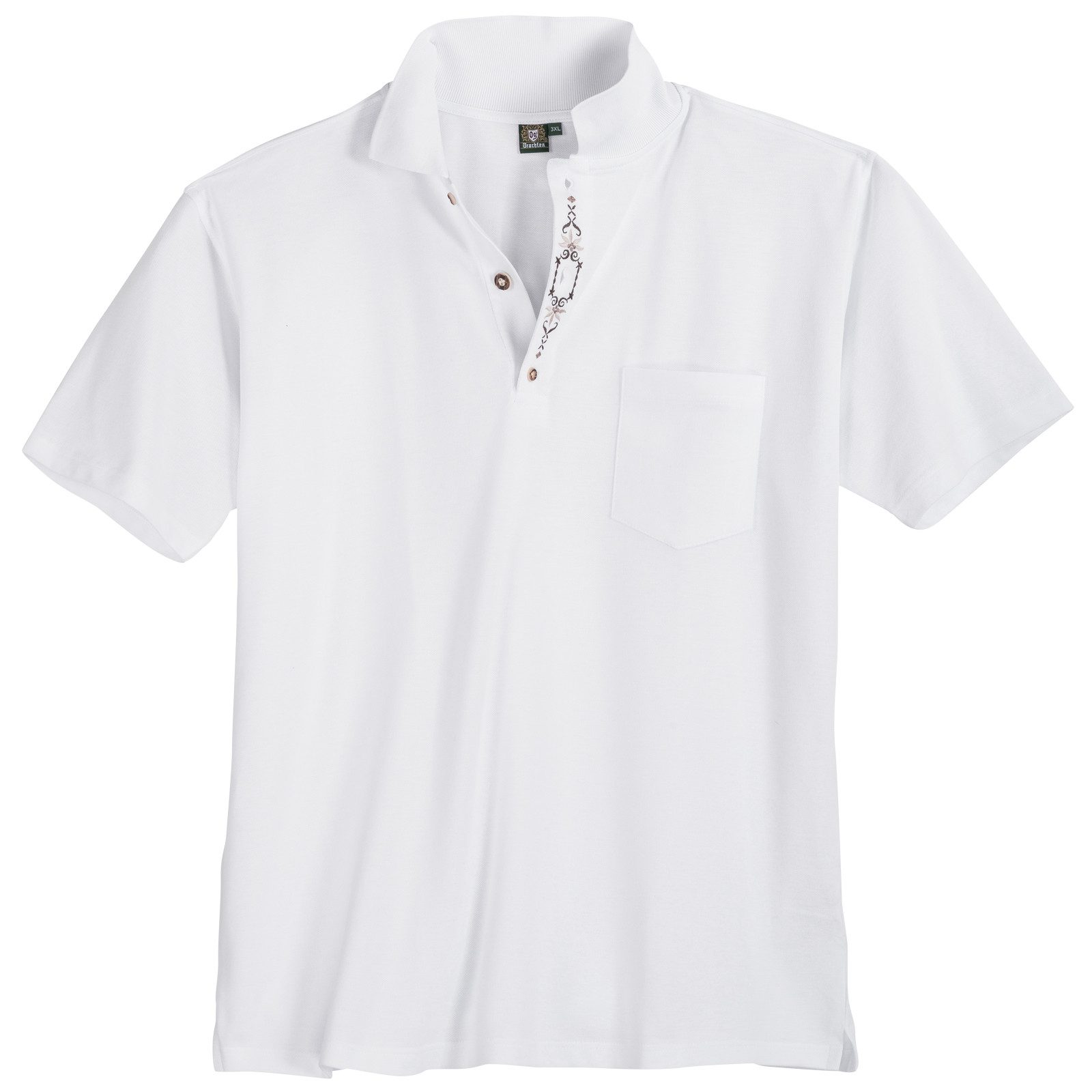 OS Trachten Poloshirt Orbis Trachten-Poloshirt XXL weiß Stickerei