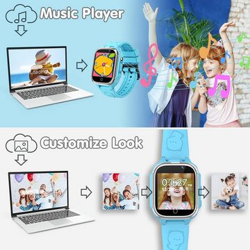Kesasohe Smartwatch (1,54 Zoll), Kinder mit 24 Spielen 2 Kameras Video Musik Player Taschenlampe Wecker