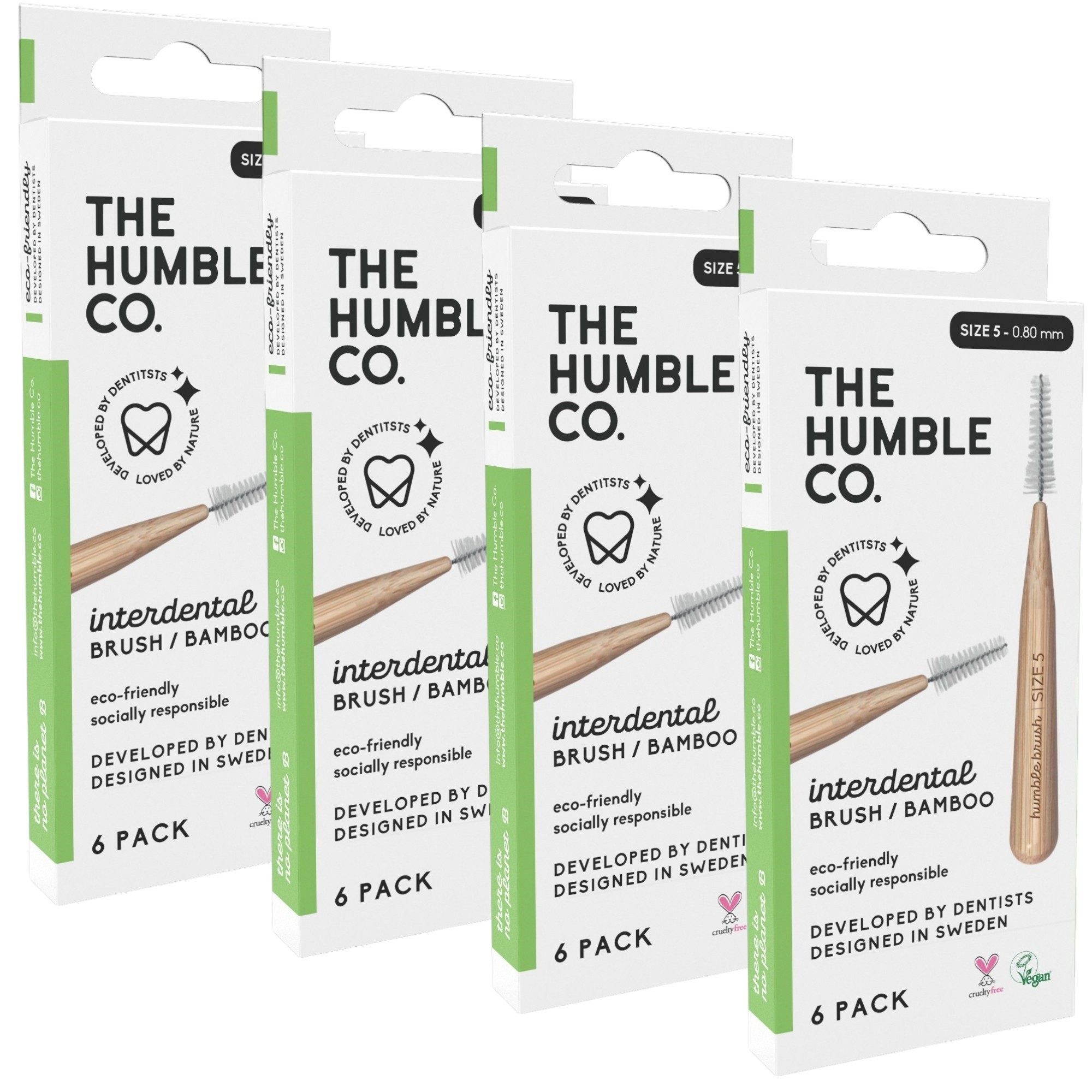 The Humble Co. Interdentalbürsten 4x Humble Interdentalbürste Bambus Größe 5 (0,8 mm) Grün