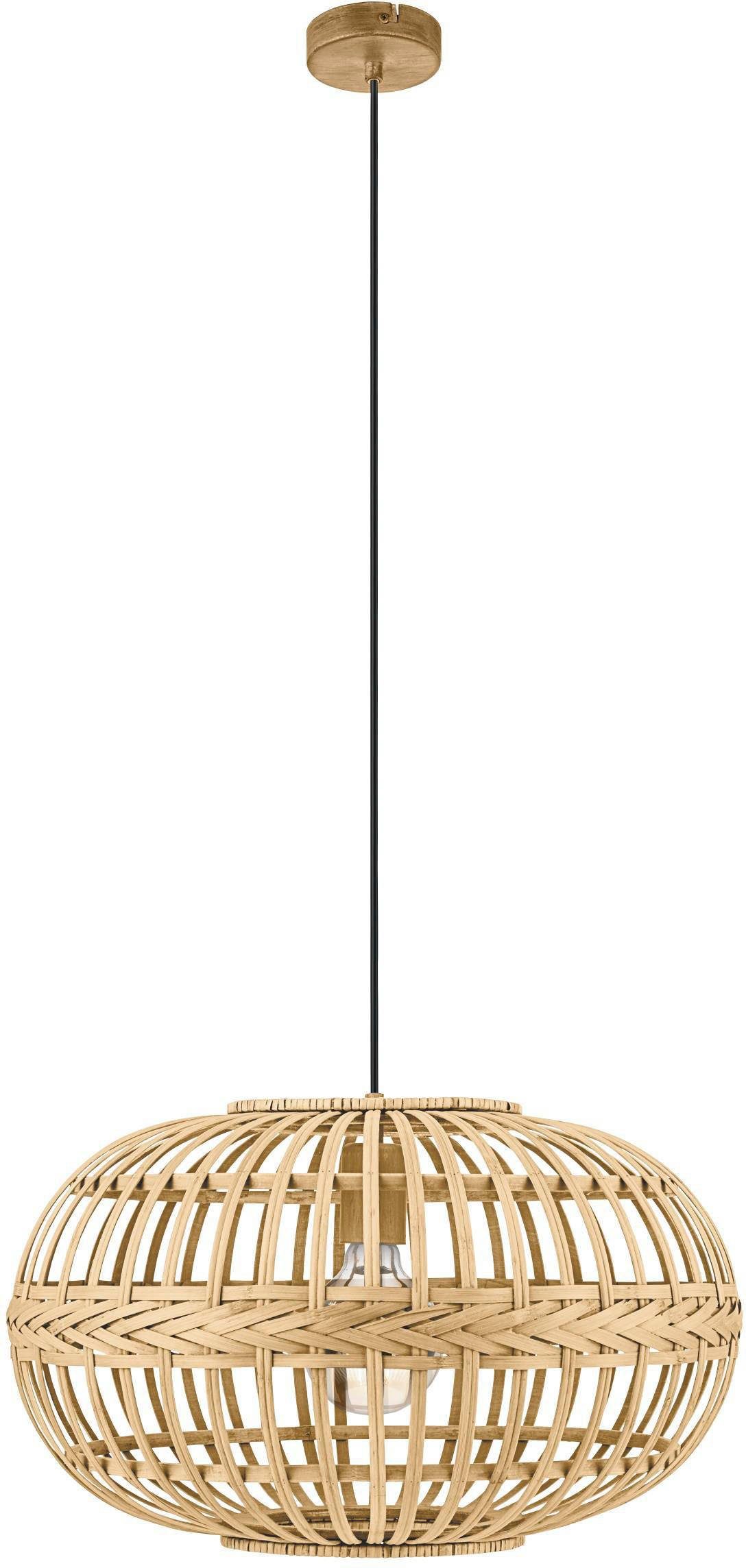 EGLO Pendelleuchte AMSFIELD, ohne Цибулини, Boho Hängelampe Esstisch, Esszimmerlampe, Hängeleuchte, E27, Ø 38 cm