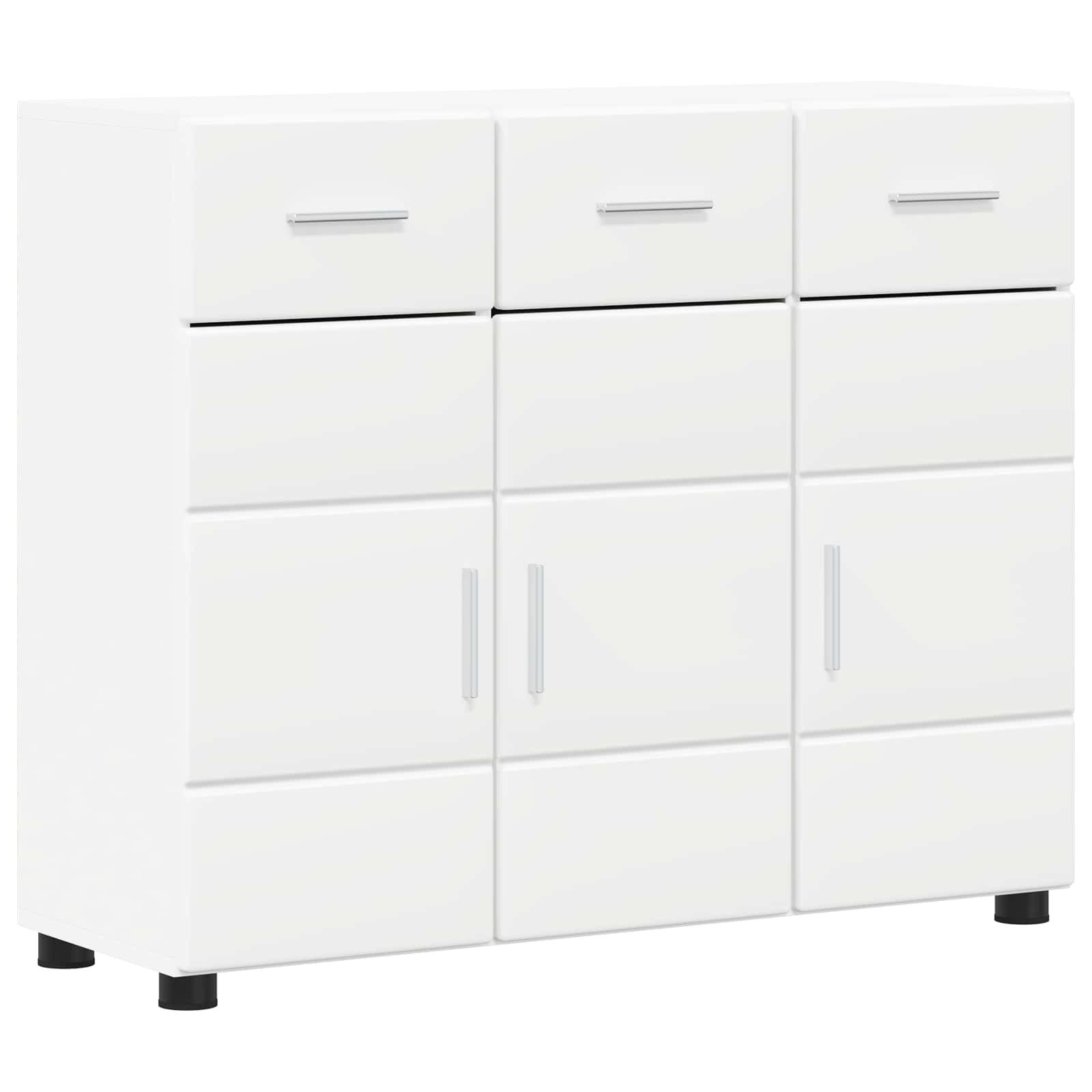 vidaXL Wohnzimmer-Set Sideboard FLORIN 88,5 x 30,5 x 73 cm Weiß Holzwerkstoff, (1-St)