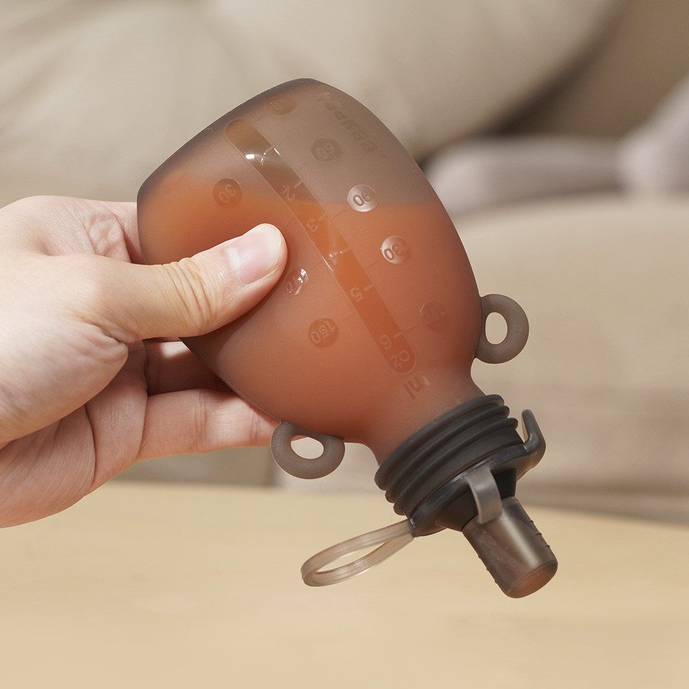 Haakaa Babyflasche Quetschies Happy Bear 2er Set, wiederverwendbar, 170ml