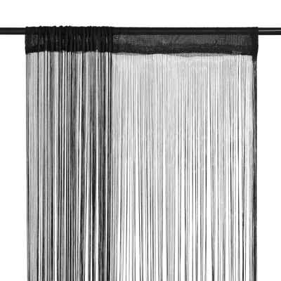 Vorhang Fadenvorhänge 2 Stk. 100 x 250 cm Schwarz, vidaXL, (2 St)