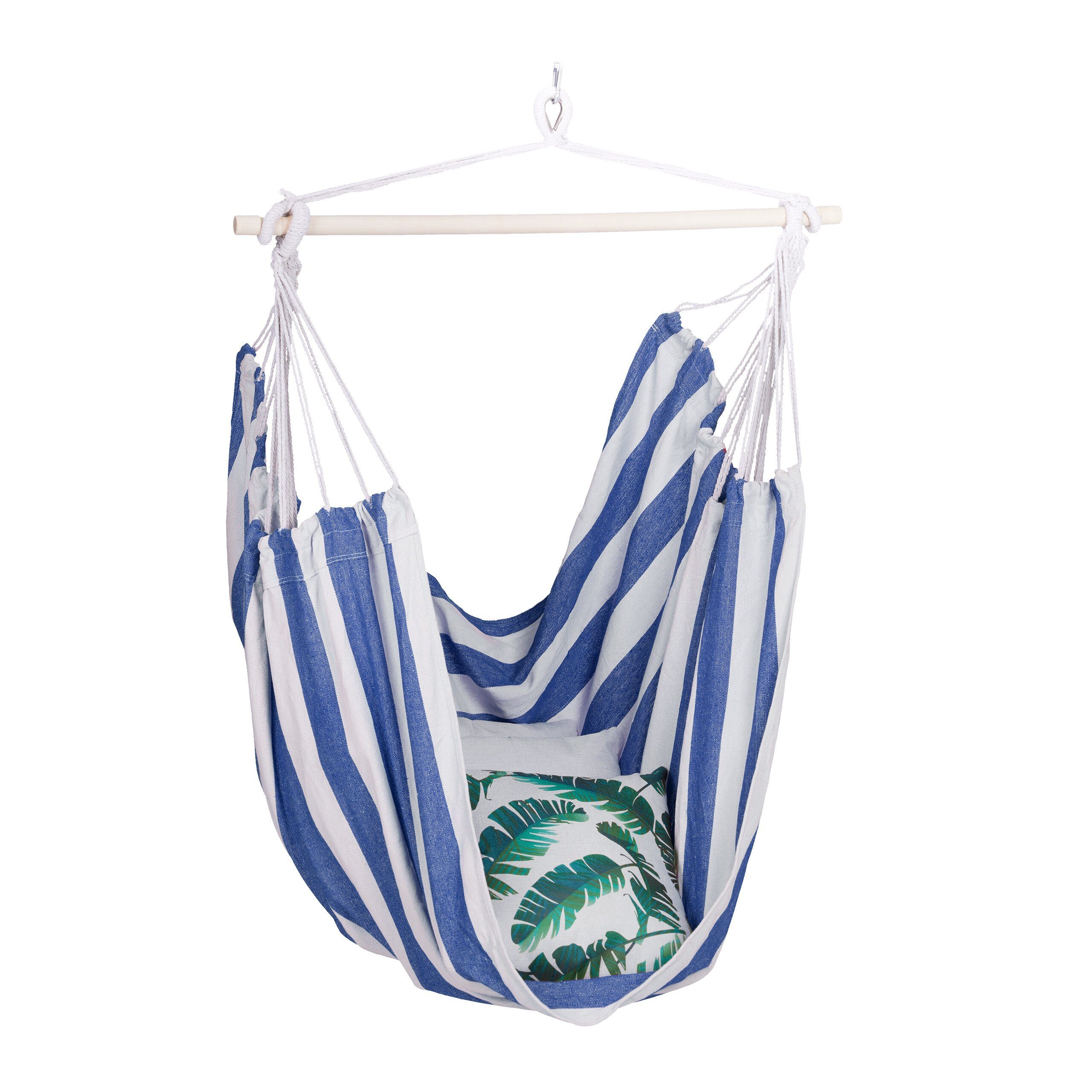 relaxdays Hängesessel mit Streife, Weiß-Blau günstig online kaufen