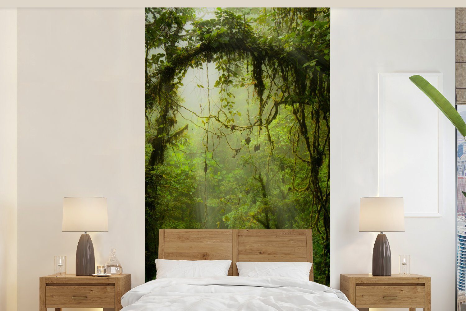 MuchoWow Fototapete Grün getöntes Bild des Regenwaldes von Costa Rica, Matt, bedruckt, (2 St), Vliestapete für Wohnzimmer Schlafzimmer Küche, Fototapete