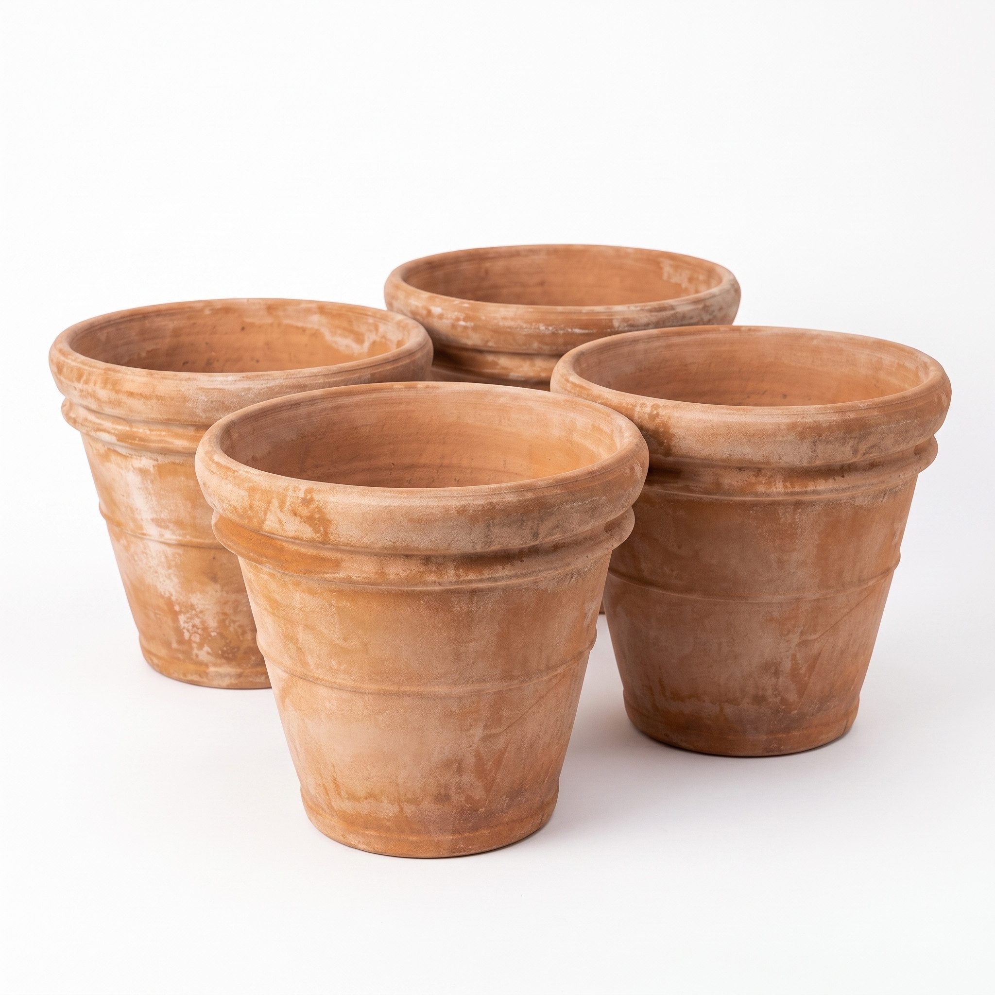 Teramico Blumentopf 4er-Set XXL Terrakotta Pflanzkübel Vaso Doppio Orlo V70 – Ø 80 cm (1 St), Frostfest, UV-Fest