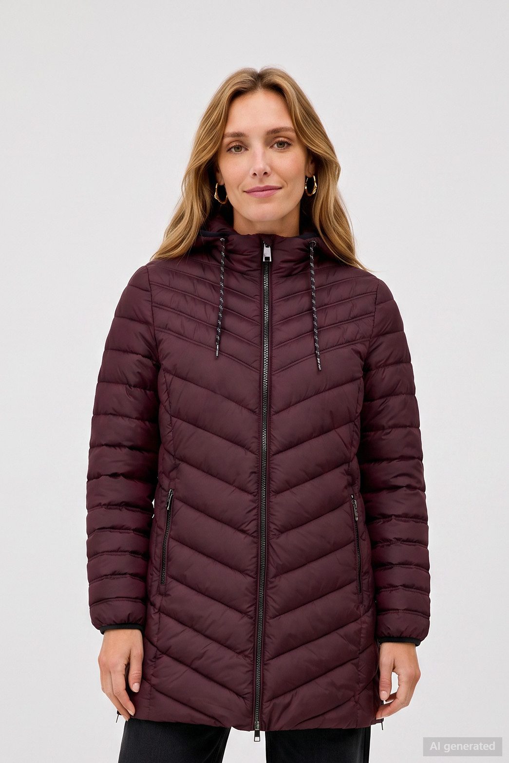 Barbara Lebek Steppjacke lange Damenjacke, warme Übergangsjacke mit seitlichen Reißverschlüssen