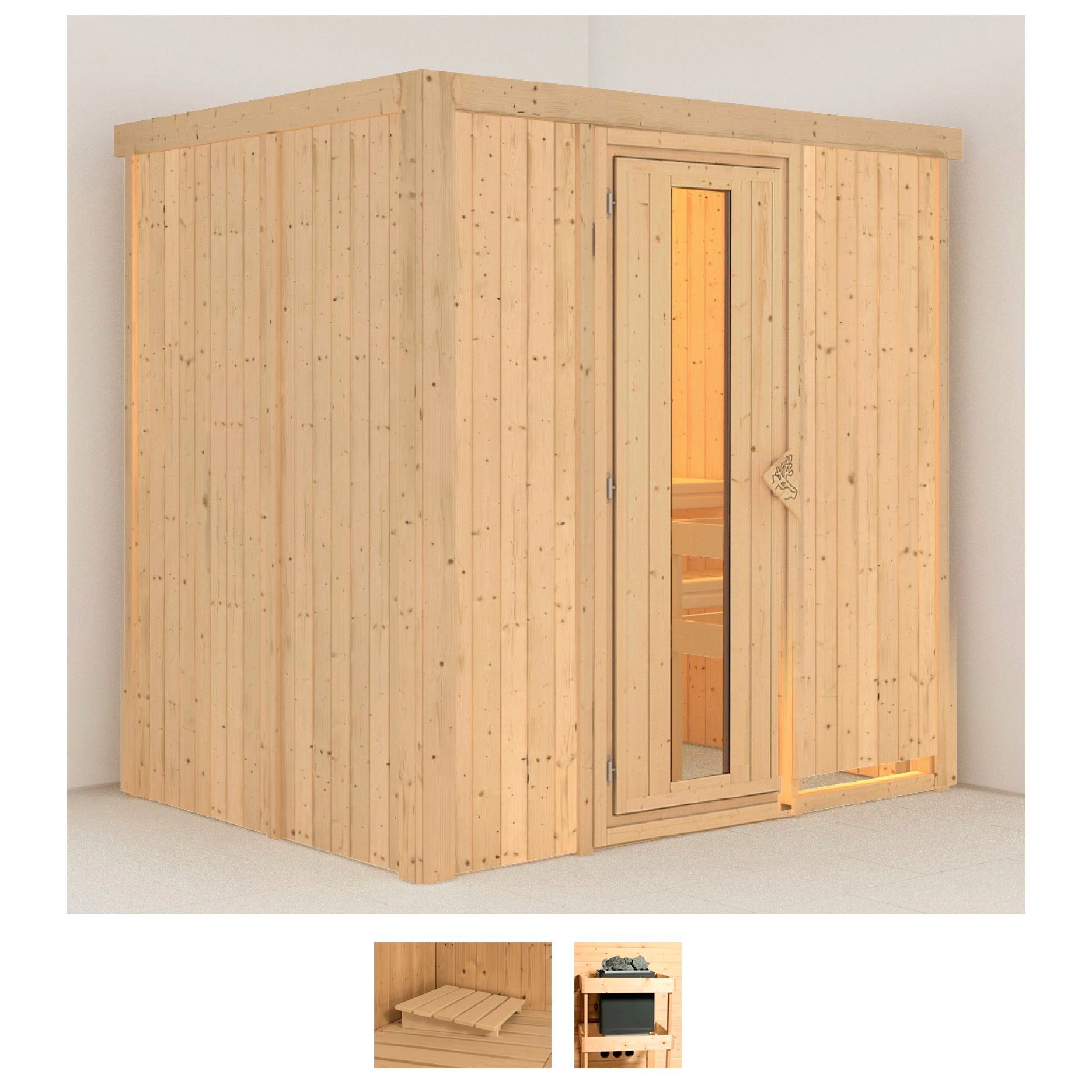 Karibu Sauna Bedine, BxTxH: 196 x 151 x 198 cm, 68 mm, (Set) ohne Ofen