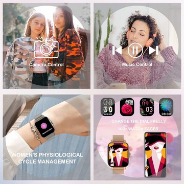 Colesma Smartwatch (1,69 Zoll, iOS Android), Damen HD Fitnessuhr Tracker mit Telefonfunktion IP67 Wasserdicht Uhr