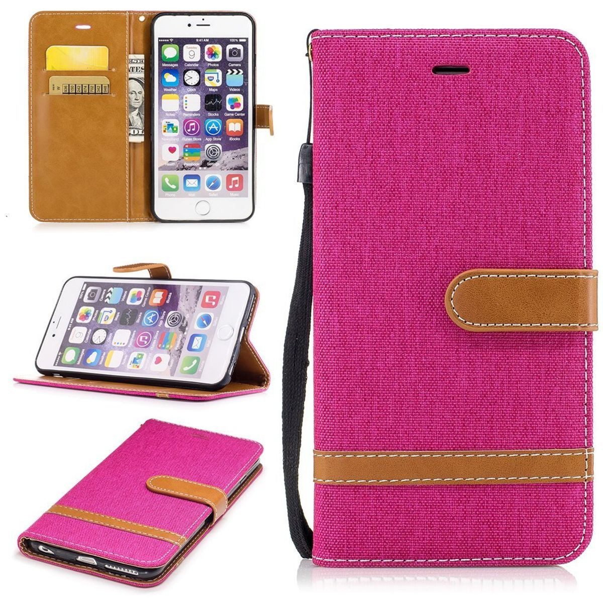 König Design Handyhülle Apple iPhone 6 / 6s, Apple iPhone 6 / 6s Handyhülle Bookcover Rosa