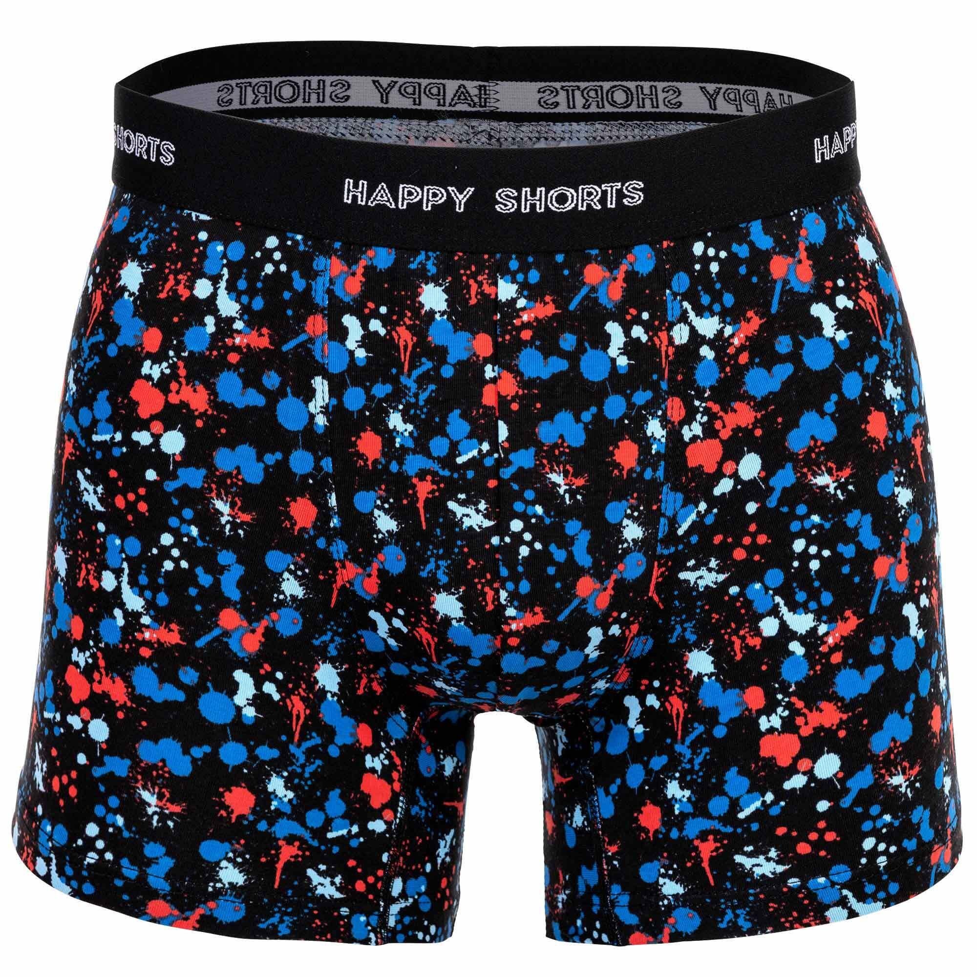 HAPPY SHORTS Boxer Herren Boxershorts, Retro Neon Colour Splashes 3er Pack - Jersey
