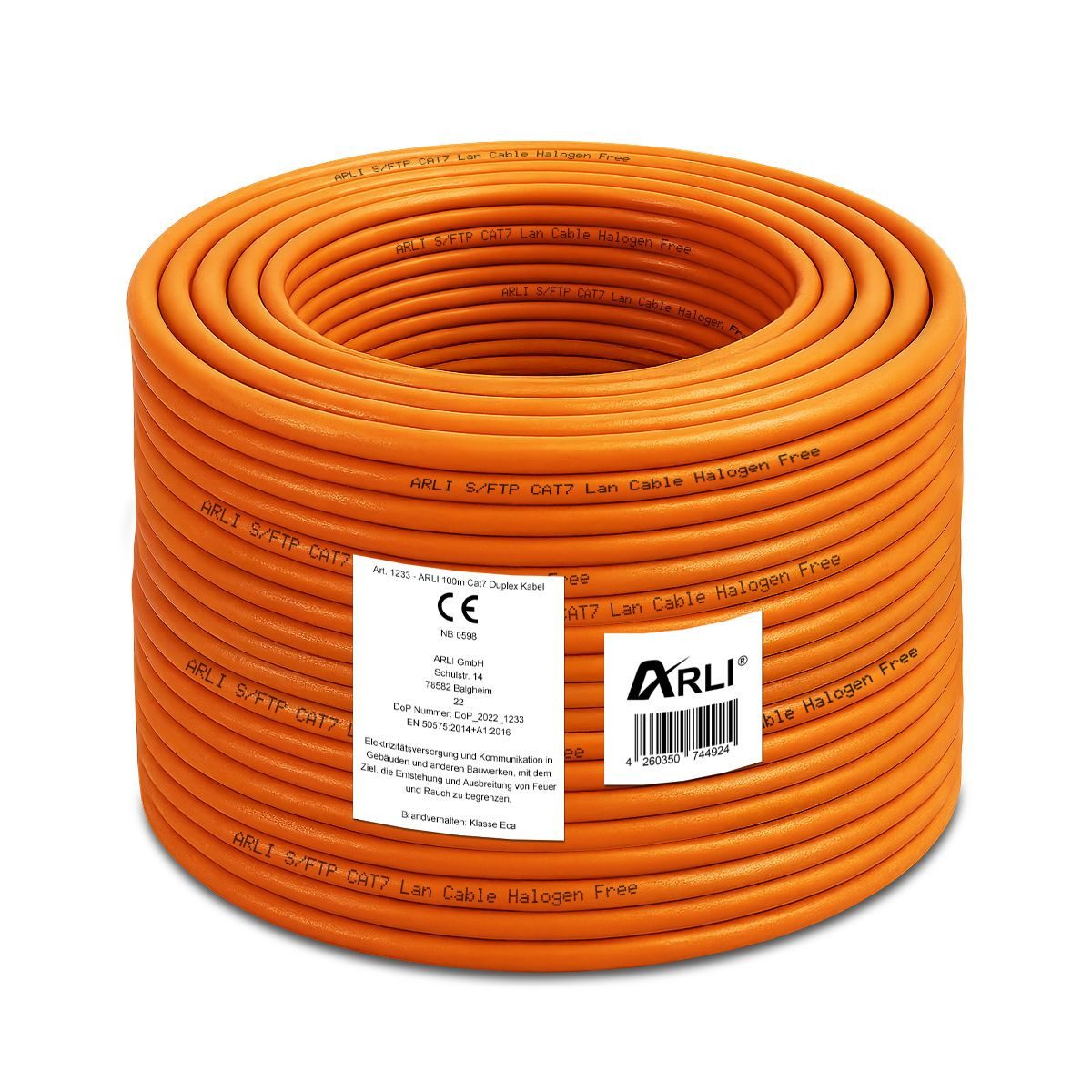 ARLI Installationskabel, (10000 cm), Cat7 Duplex Verlegekabel 100 m S/FTP PIMF