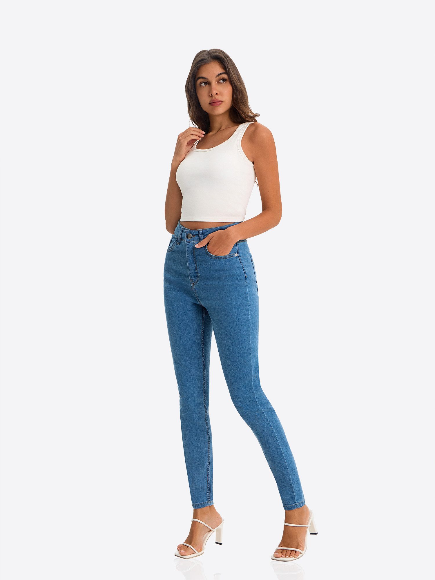 Imily Bela Slim-fit-Jeans Damen Formende Röhrenjeans mit Bauchweg (Packung, 1-tlg., 1per-Pack) 5-Pocket-Style