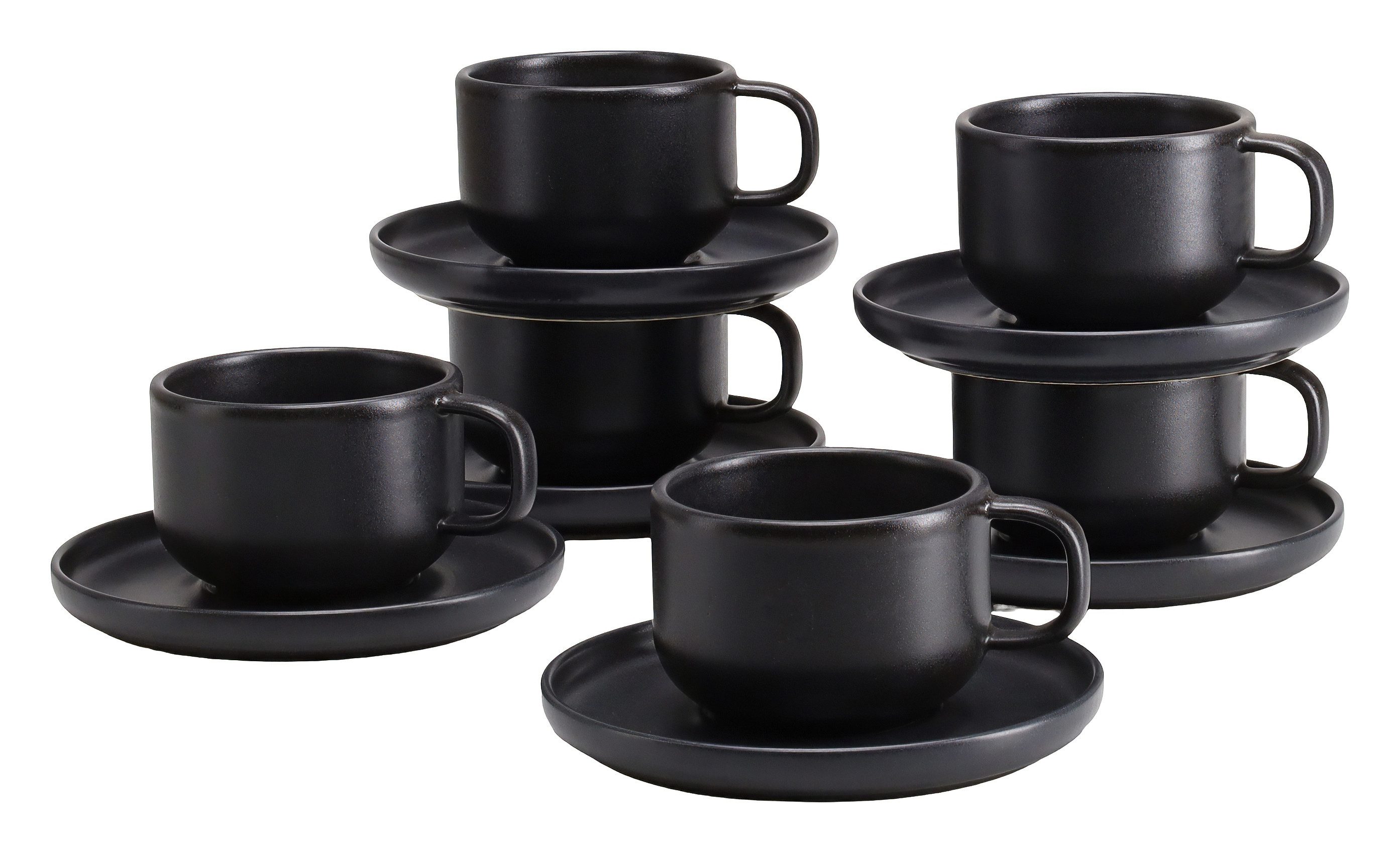 CreaTable Espressotasse Uno Schwarz, 12-tlg., Steinzeug