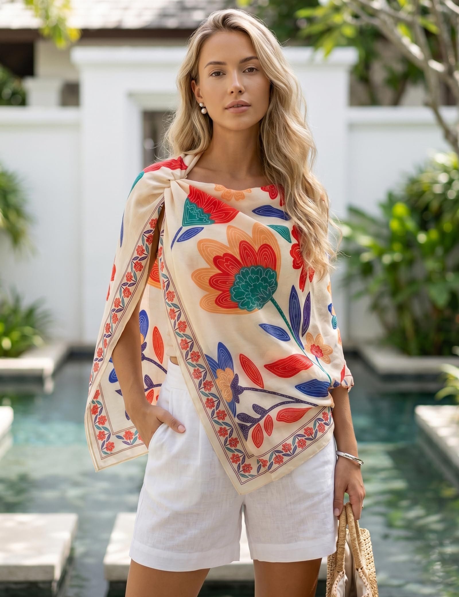 nsihing Pareo Strandtuch Damen Pareo, Transparent mit Blumenmuster – Bild 5 von 5