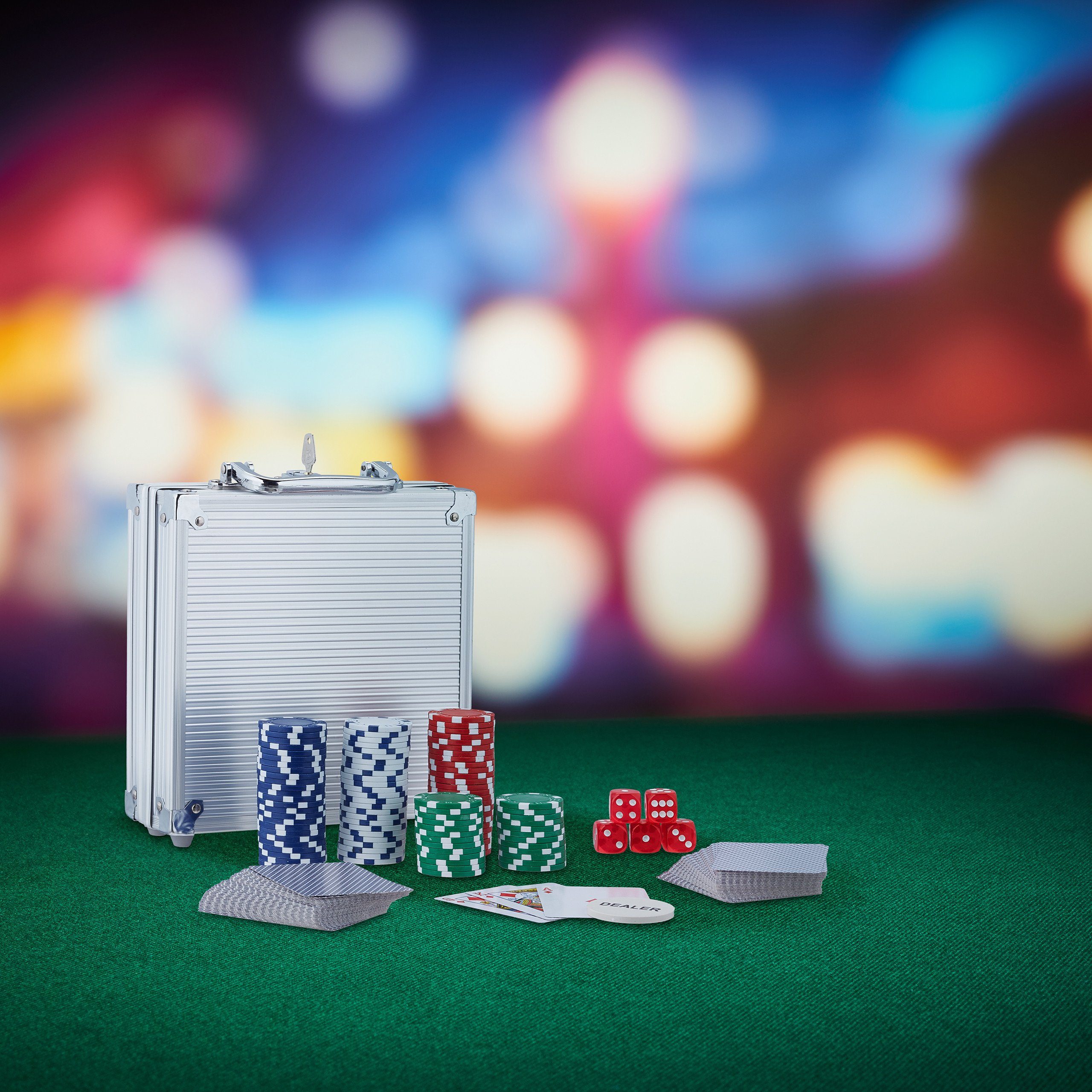 relaxdays Spiel Pokerkoffer mit 100 Chips