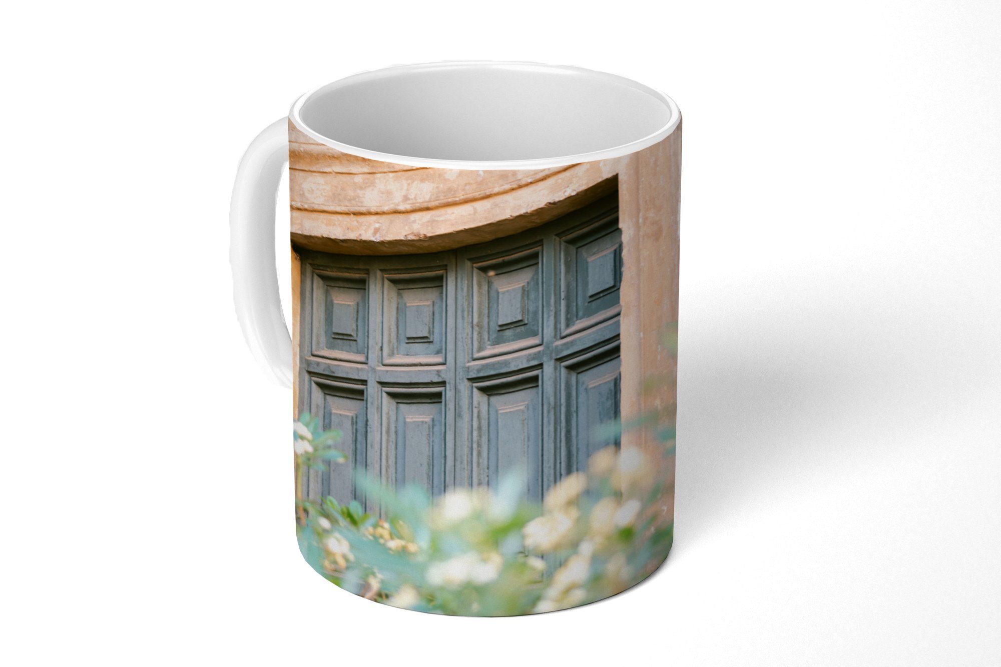 MuchoWow Tasse Architektur - Keramik, - Becher, Tür - Teetasse, Vintage, Grün Teetasse, Kaffeetassen, Blumen Geschenk 