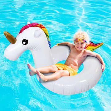 Goods+Gadgets Schwimmreifen Einhorn Schwimmreifen (Aufblasbares Unicorn, Luftmatratze Schwimmring 120 x 90 cm)