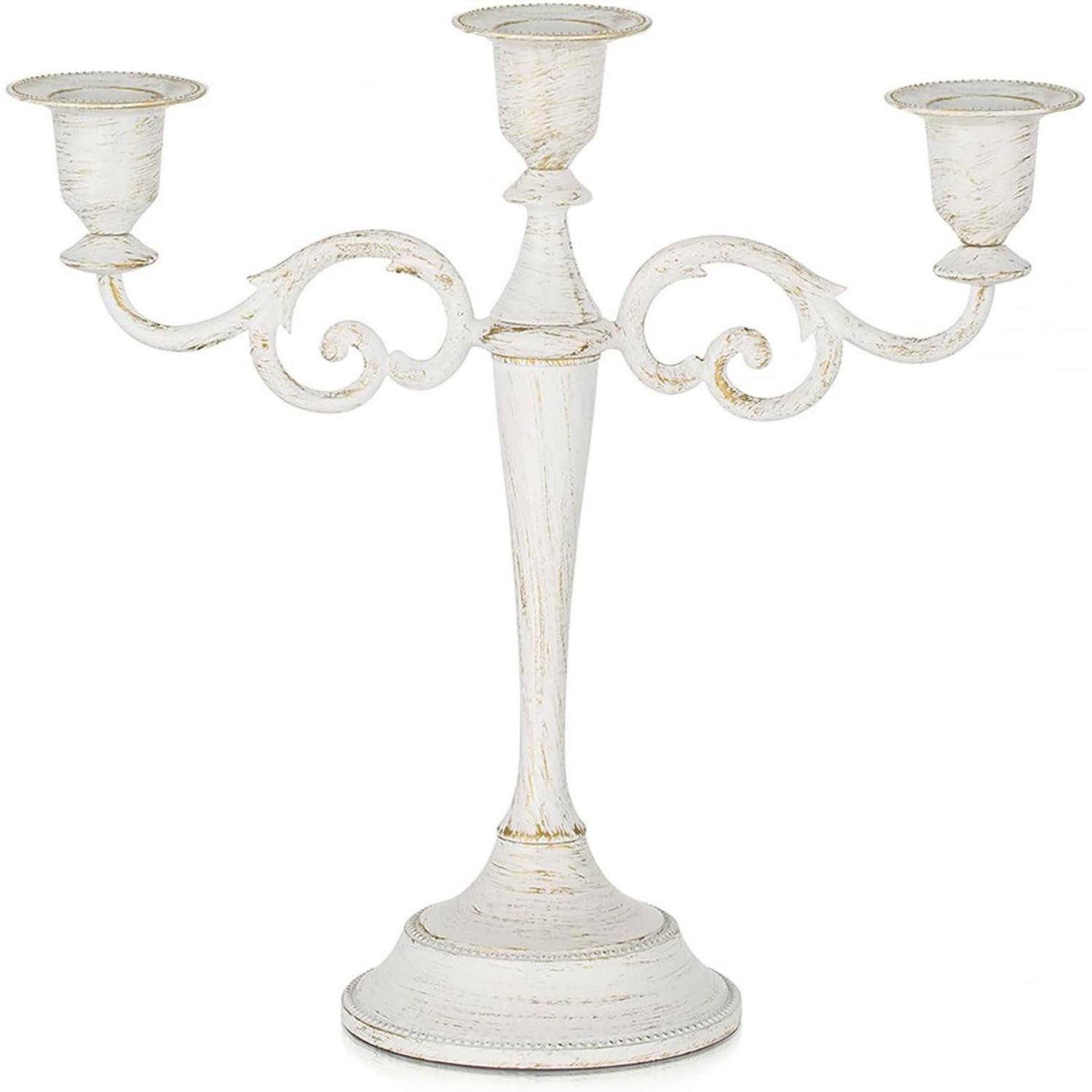LuxusKollektion Kandelaber Kerzenständer 3-Armig Vintage Weiß für Stab- und günstig online kaufen