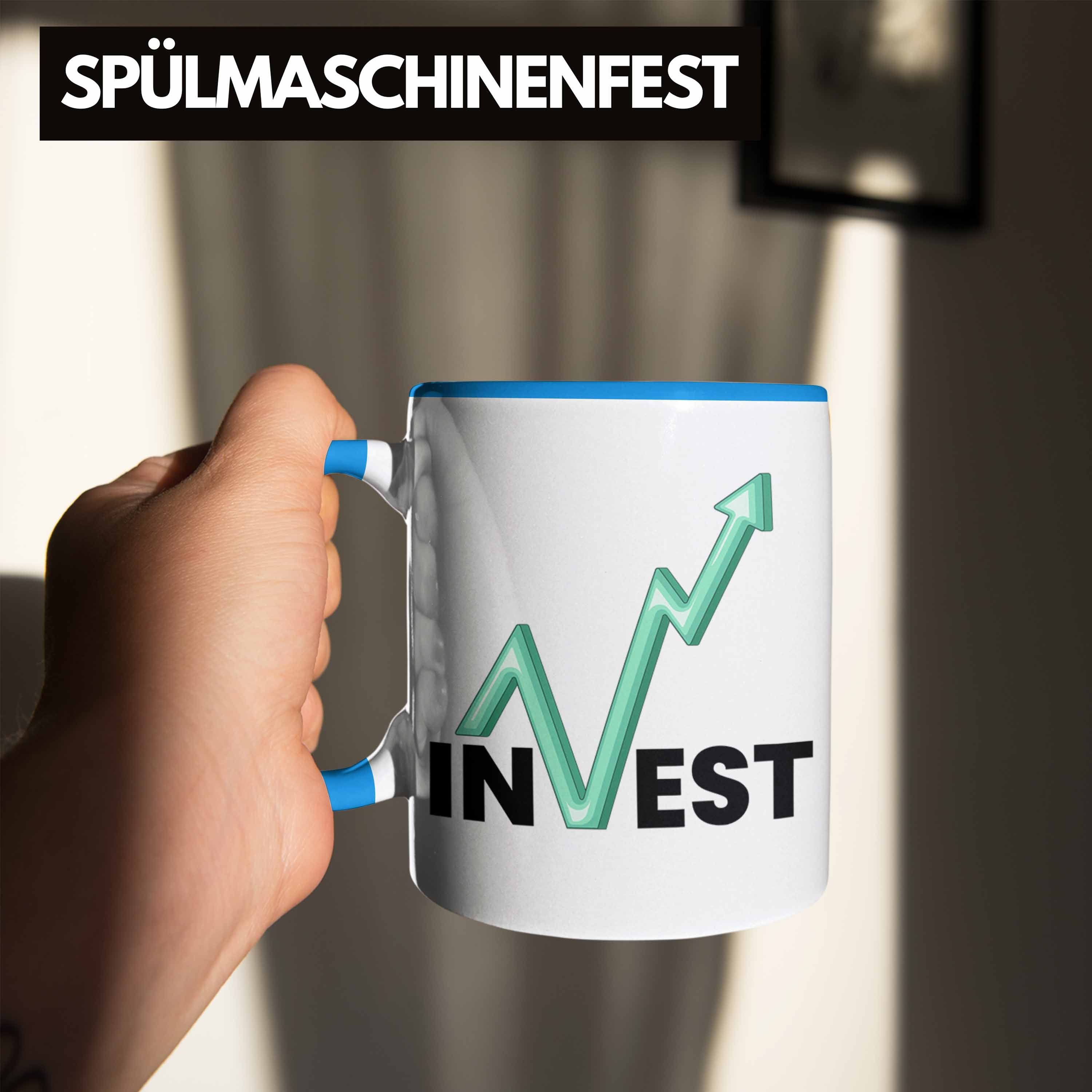 Tasse Trader Trendation Börsenfans Tasse Li Geschenk und Blau Investment Aktien "Invest" für