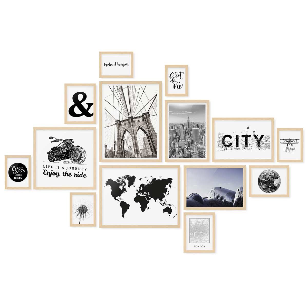 PHOTOLINI Bilderrahmen 14er Set Modern Schmal 10x15 bis 30x40 cm günstig online kaufen