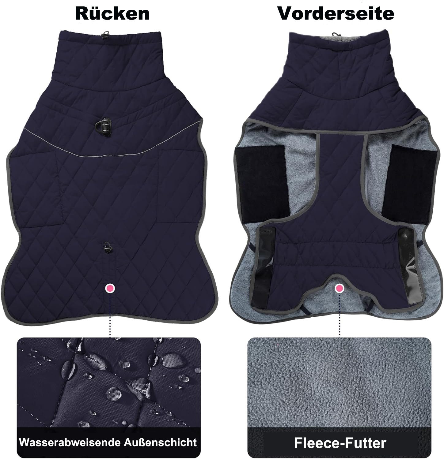 Coonoor Hundemantel Wintermantel für Hunde mit D-Ring, wasserdicht, reflektierend,wärmend, ideal für kleine, mittelgroße und große Hunde, Wander- und Winterjacke