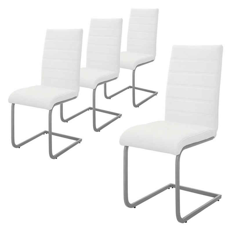 ML-DESIGN Stuhl Esszimmerstühle Ergonomische mit hoher Rückenlehne Polsterstuhl (4 St), 4x Küchenstühle Weiß Kunstleder & C-förm Metallgestell 57x40x102cm