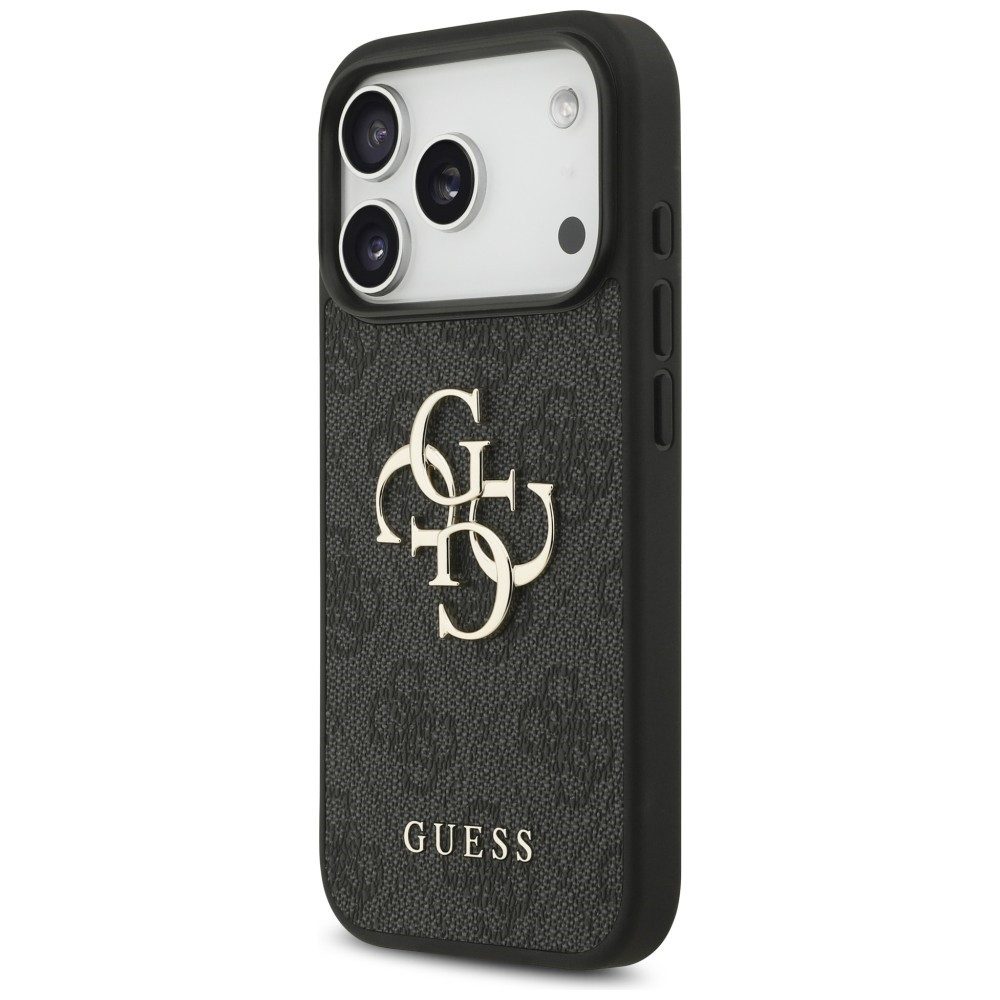 Guess Handyhülle iPhone 18 Pro Schutzhülle Kunstleder Case Big Logo Metall 6,3 Zoll, Kantenschutz – Bild 2 von 5