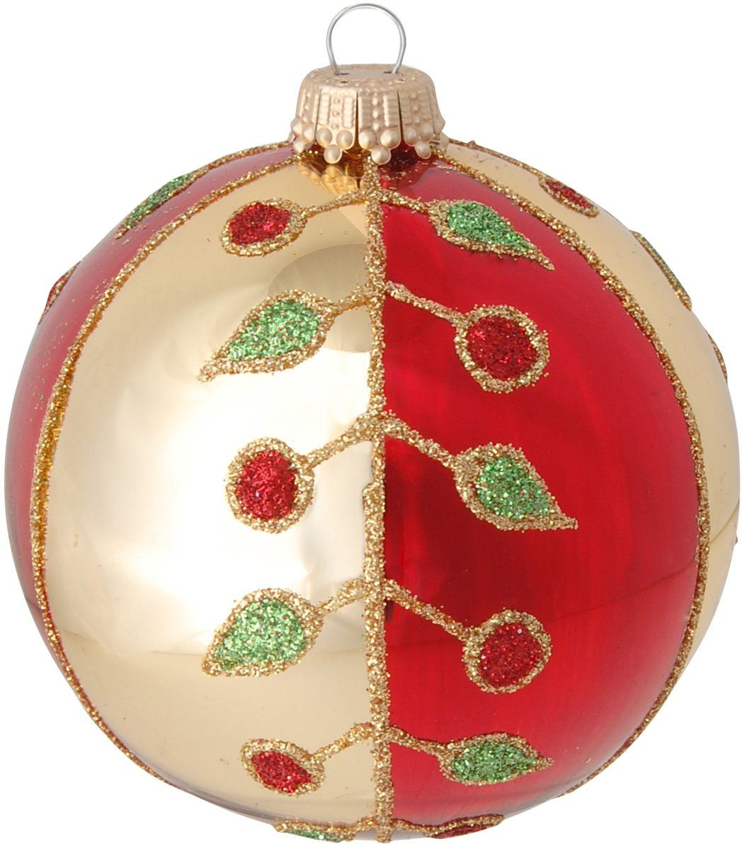 Lauscha mit Glas Blattdekor aus St), (1 Weihnachtsdeko Weihnachtsbaumkugel Krebs Glas, Christbaumkugeln CBK03418, Christbaumschmuck, Glas rot,
