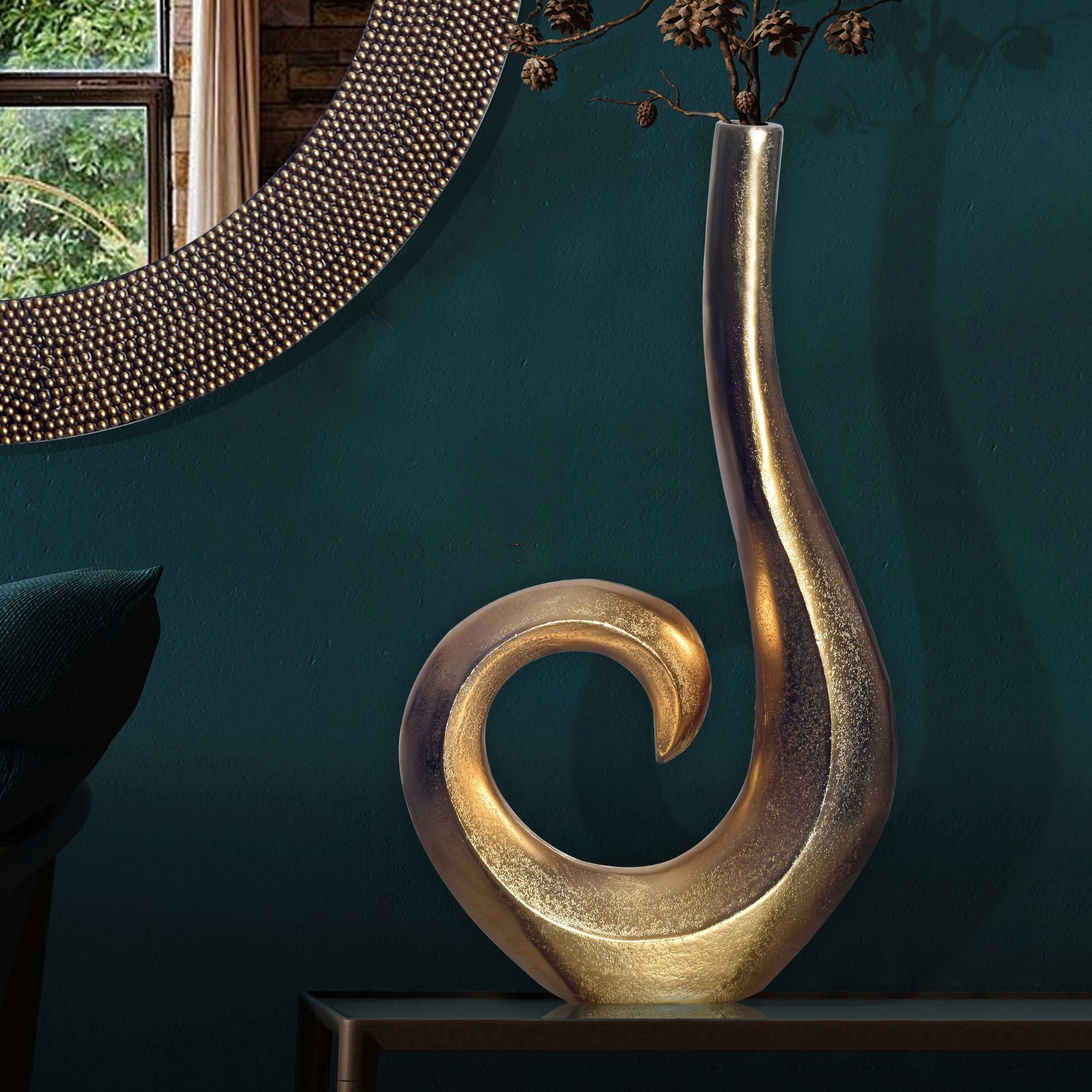 FINEBUY Tischvase FB65128 Vase Blumenvase 47 cm Aluminium Spirale Wohndeko günstig online kaufen