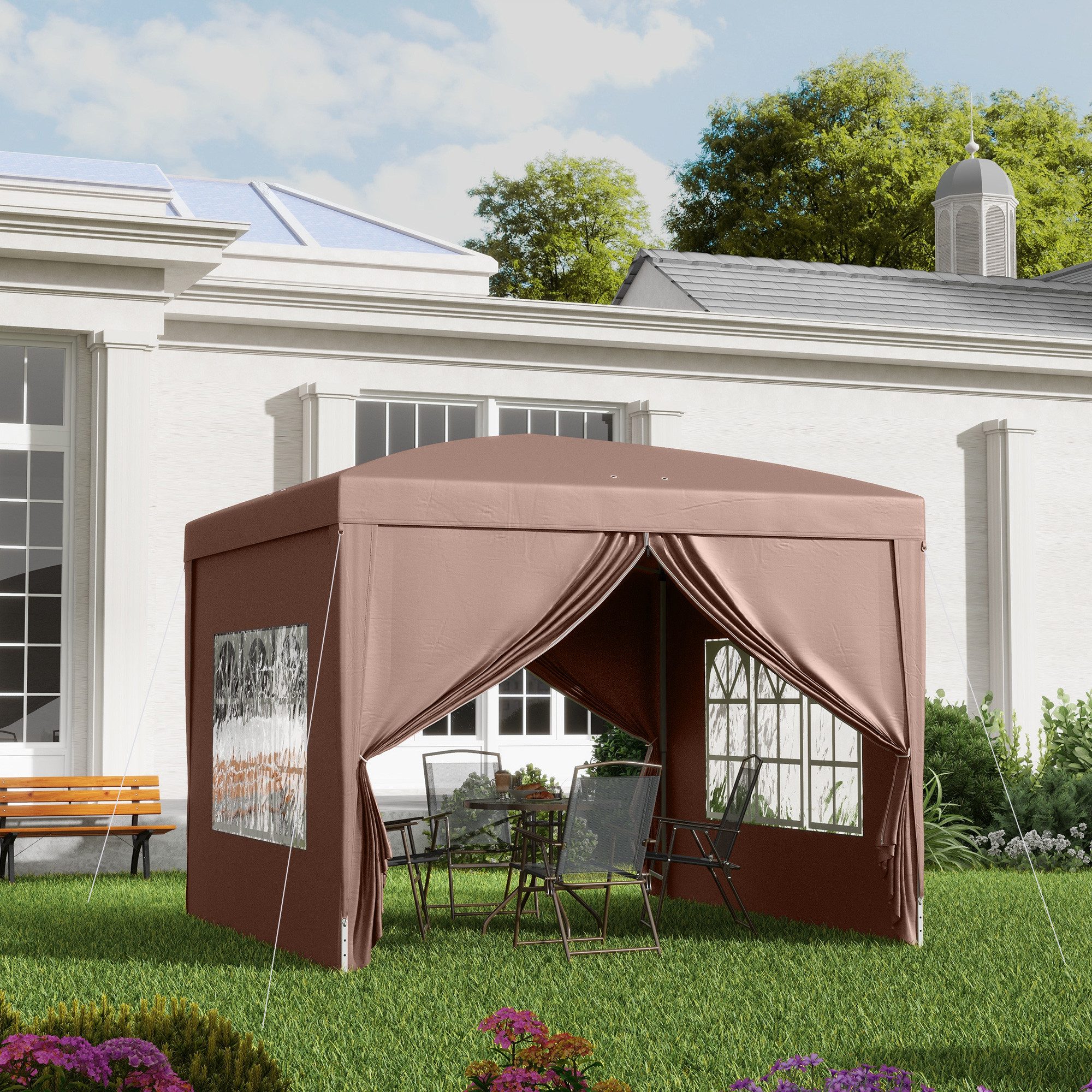 Outsunny Faltpavillon 3x3m, wasserabweisend stabil winterfest, günstig online kaufen