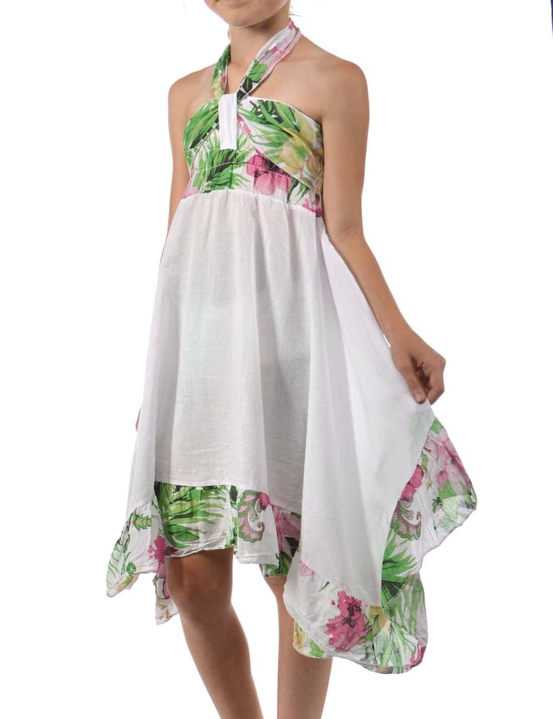 Kleid (1-tlg) Bund Weiß Schulterfrei,elastischer Sommerkleid BEZLIT Sommer Mädchen