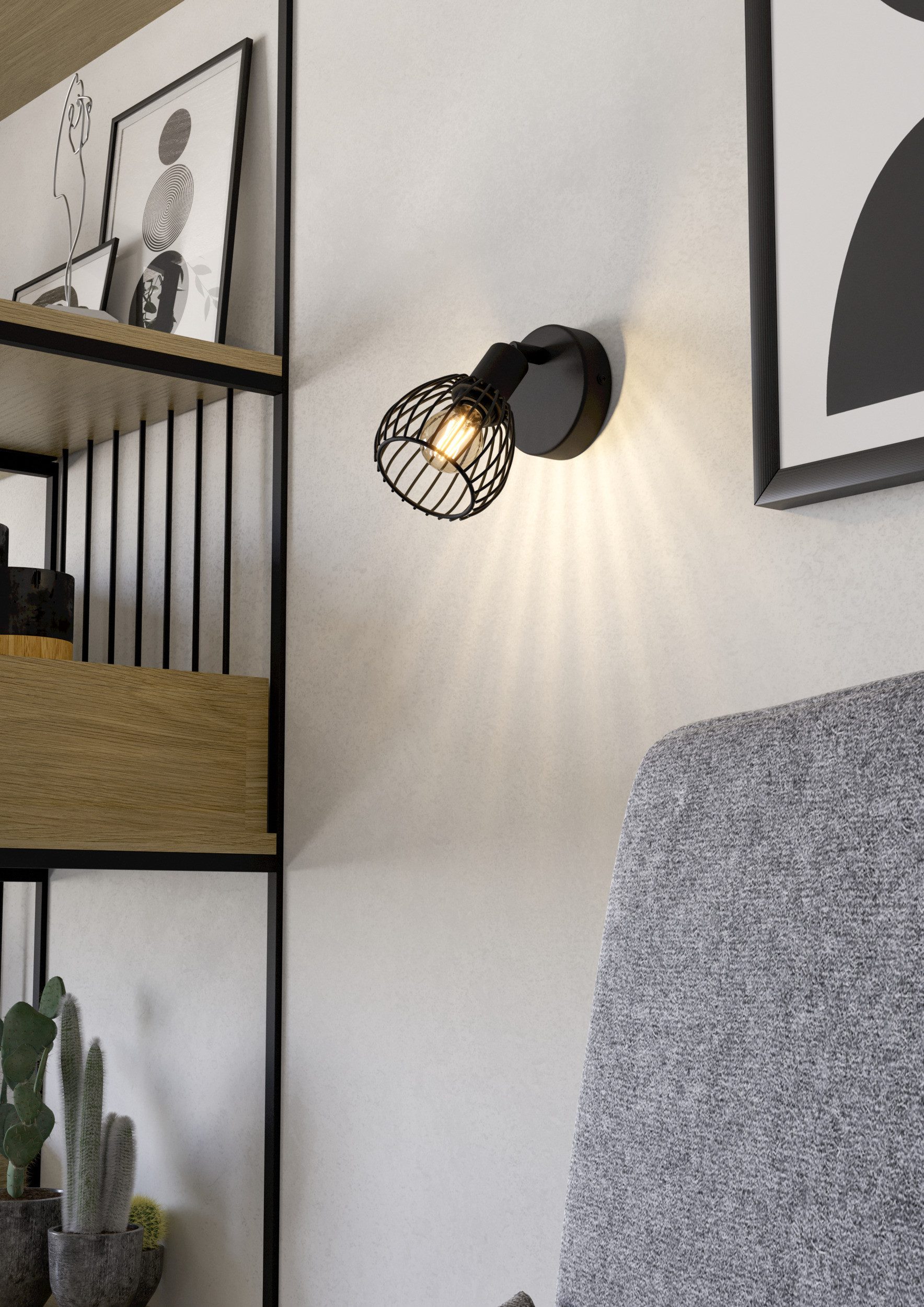 EGLO Deckenspot SONNINO Spotlampe - Stahl - E14 - 1X40W - IP20, ohne Leuchtmittel, Wandleuchte, Wandspot, schwenkbar, Strahler, L9,5 x B9,5 x AL18,5 cm