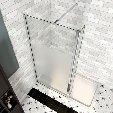 duschspa Duschwand 8mm 200cm Walk in Duschtrennwand Glaswand mit Milchstreifen, Einscheibensicherheitsglas, Sicherheitsglas, (Set), Glas
