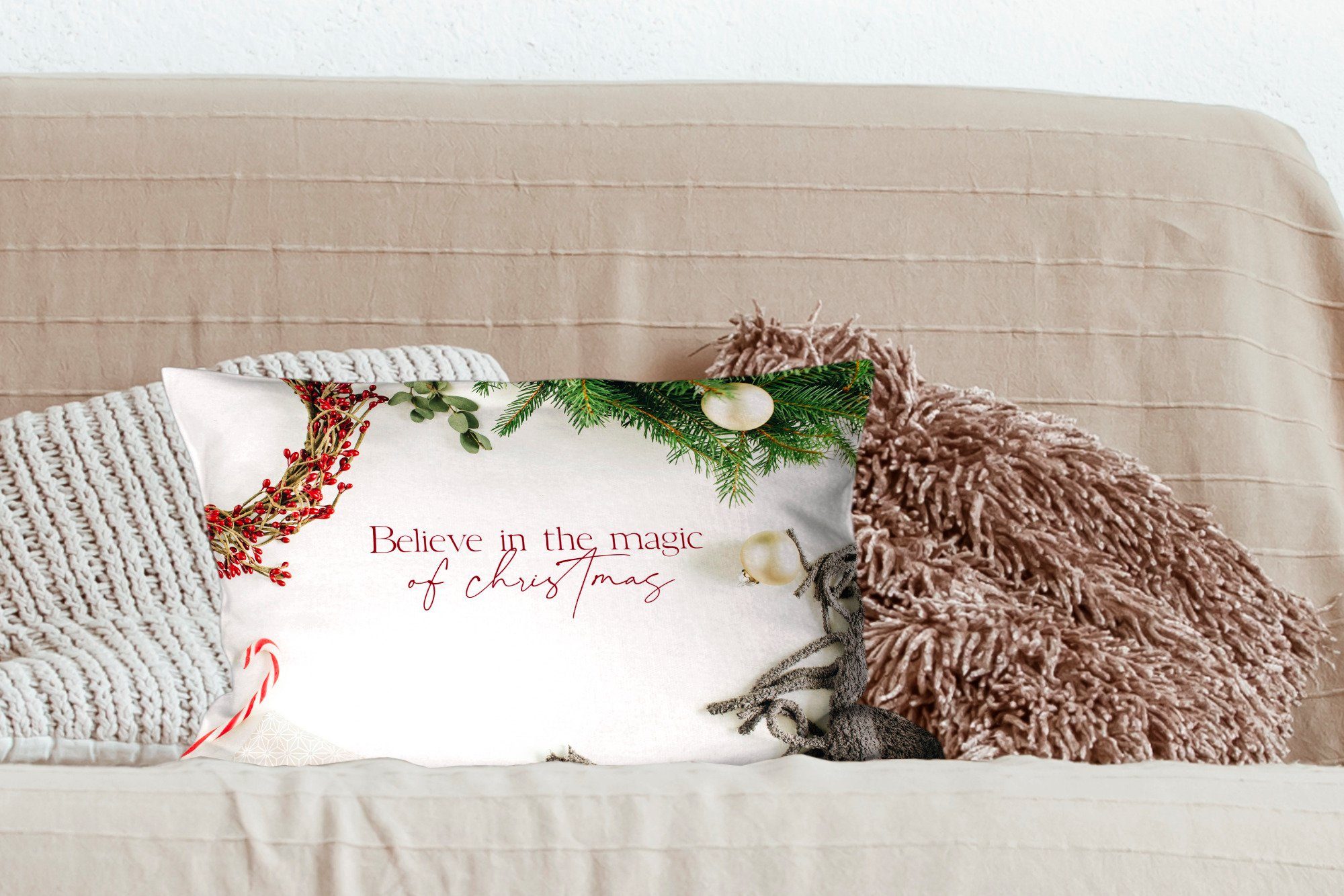 - Magie Schlafzimmer - Weihnachtsschmuck, mit Zierkissen, Wohzimmer Dekokissen Dekoration, Weihnachten Füllung, Dekokissen MuchoWow