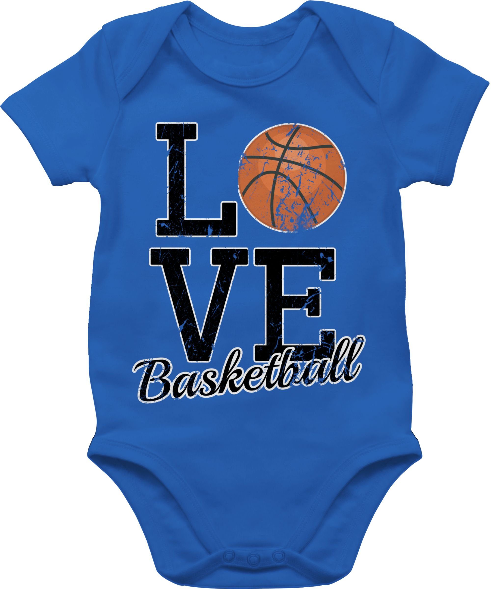 Shirtbody Baby 2 & Sport Love Bewegung Basketball Royalblau Shirtracer