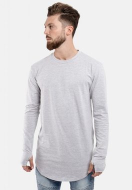 Blackskies T-Shirt Round Langarm Longshirt T-Shirt Aschgrau Medium