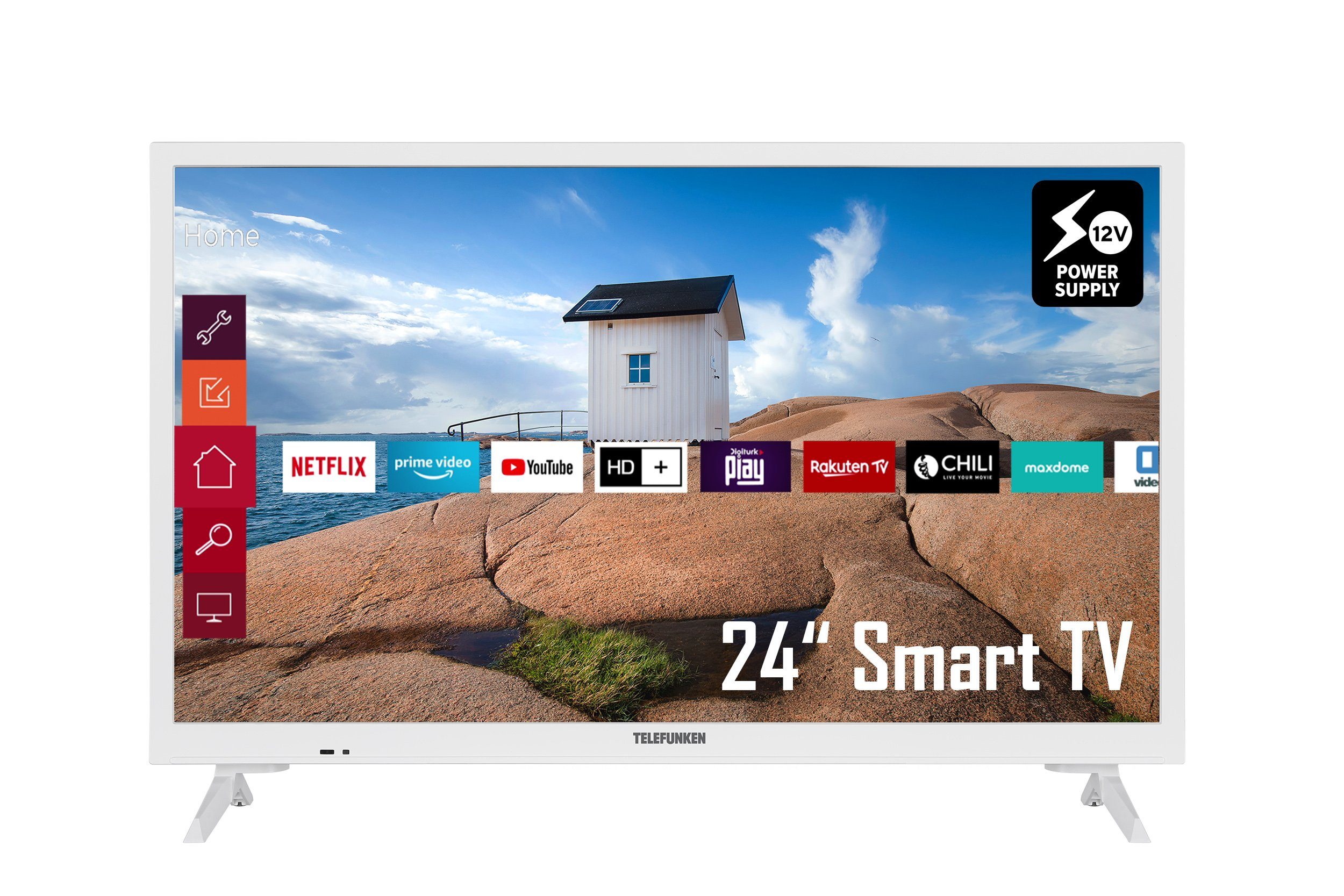Telefunken XH24K550V-W LCD-LED Fernseher (60 cm/24 Zoll, HD-ready, Smart  TV, 12 Volt Anschluss, Triple-Tuner, 6 Monate HD+ gratis)