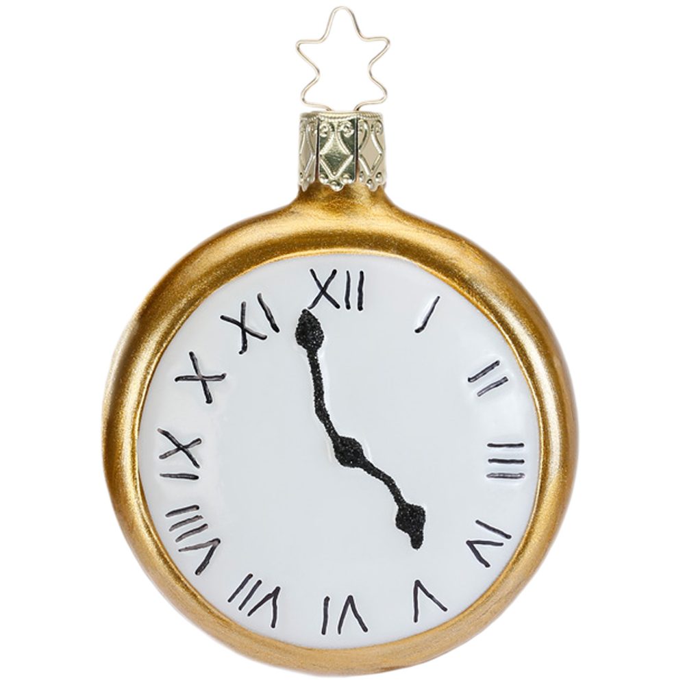 INGE-GLAS® Christbaumschmuck Teatime Uhr 7,5cm crazy tea party (1-tlg), mundgeblasen, handbemalt