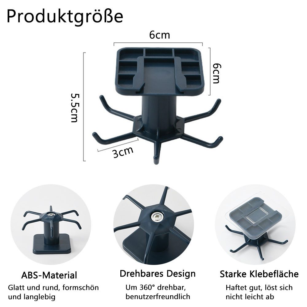 AFKSMILE Hakenleiste 2 Stücke 360°drehbarer Küchenutensilienhaken,Selbstklebend Hakenleiste