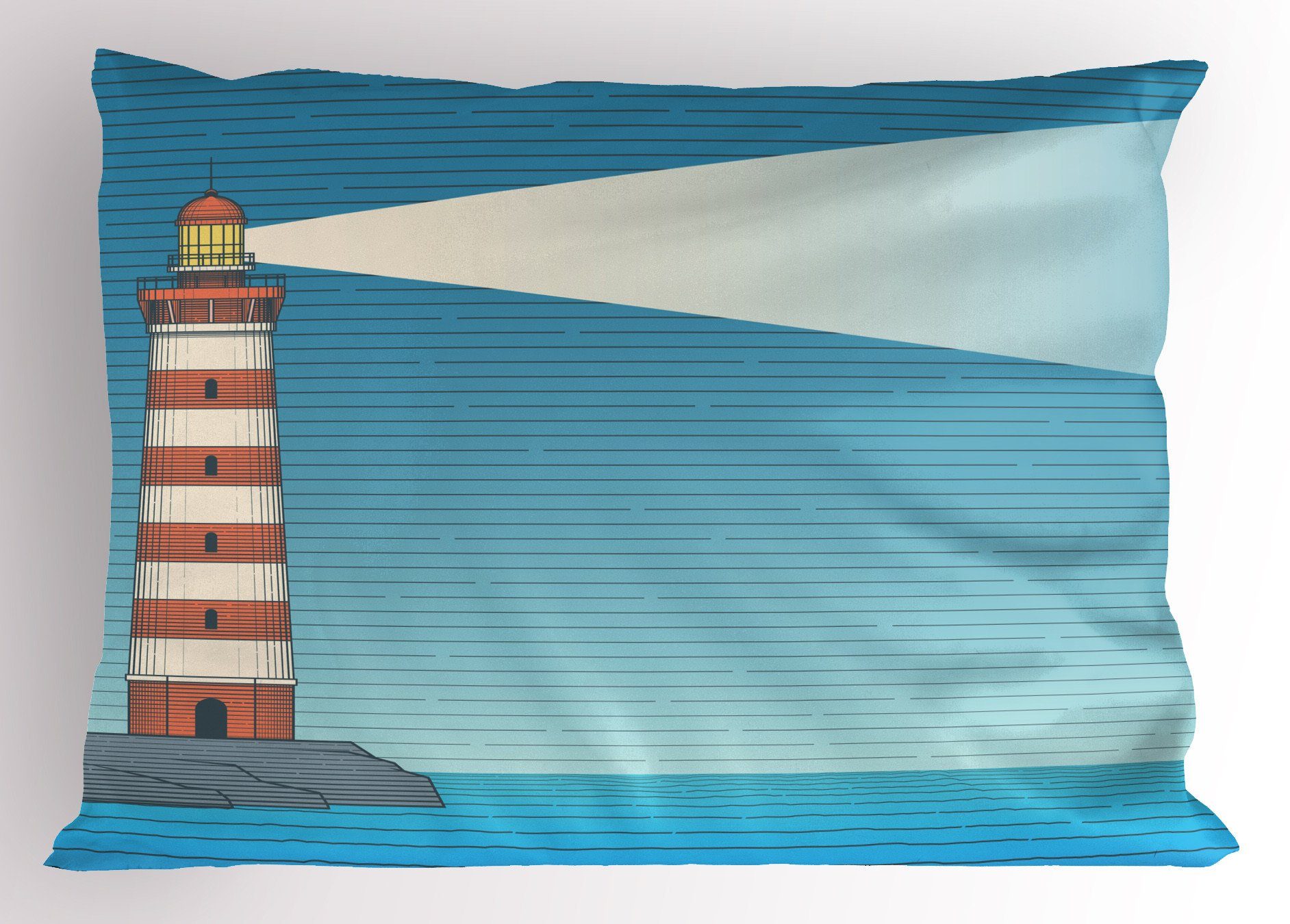 Gedruckter auf Kissenbezug, Dekorativer Kissenbezüge Size Nautical Meer Stück), Tattoo Leuchtturm Standard (1 Abakuhaus King