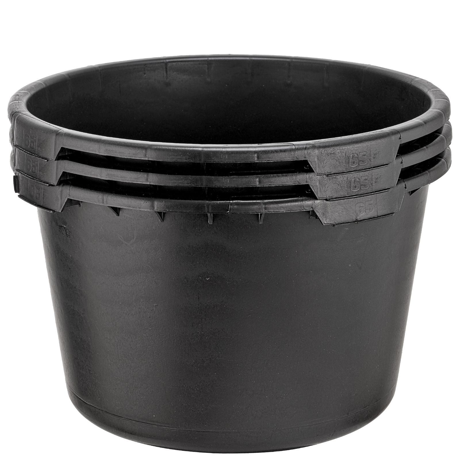 BURI Mörtelkübel 3x Mörtelkübel rund 65 Liter Pflanzkübel Baueimer Mörtelwanne Kübel, (3-tlg)